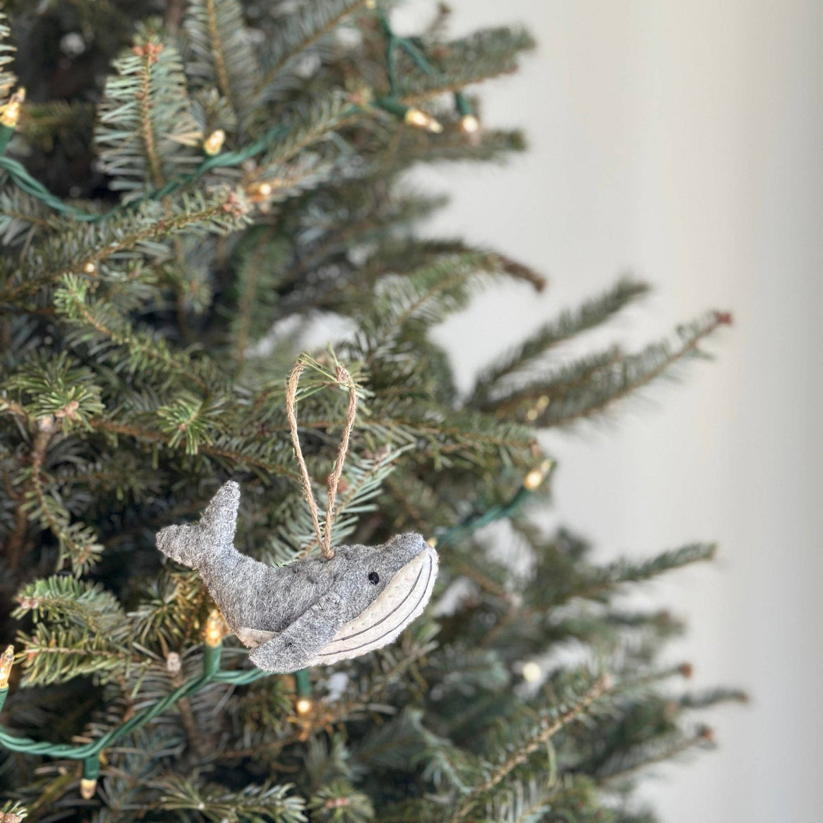 Felt Ornament - Humpback Whale: Light Gray