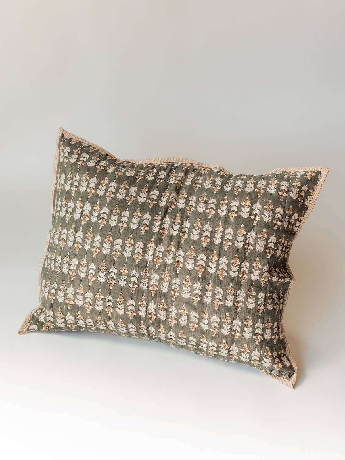 Blossom Block Print Sham: DARK BLUE / KING