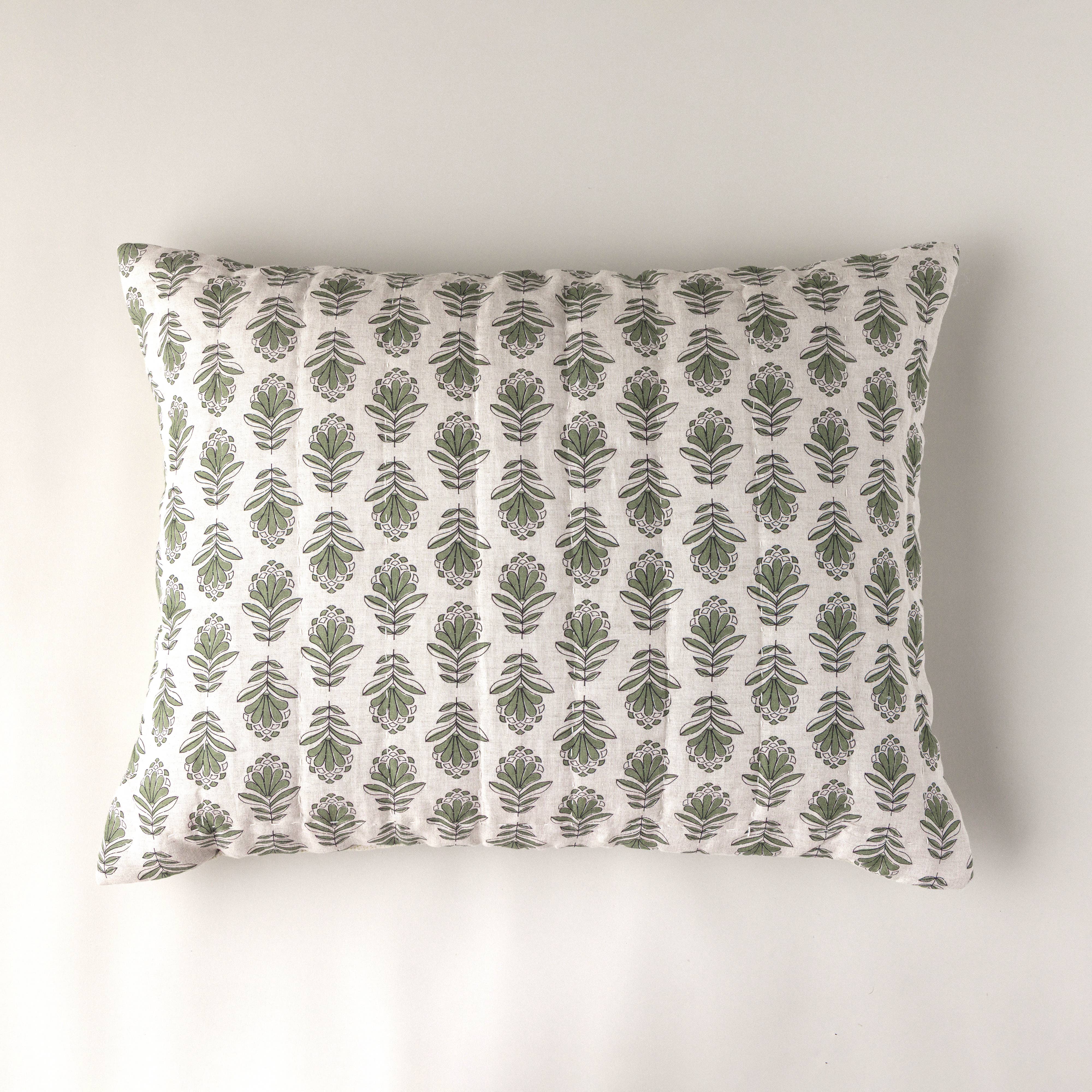 Charlie Block Print Sham: DARK GREEN / KING