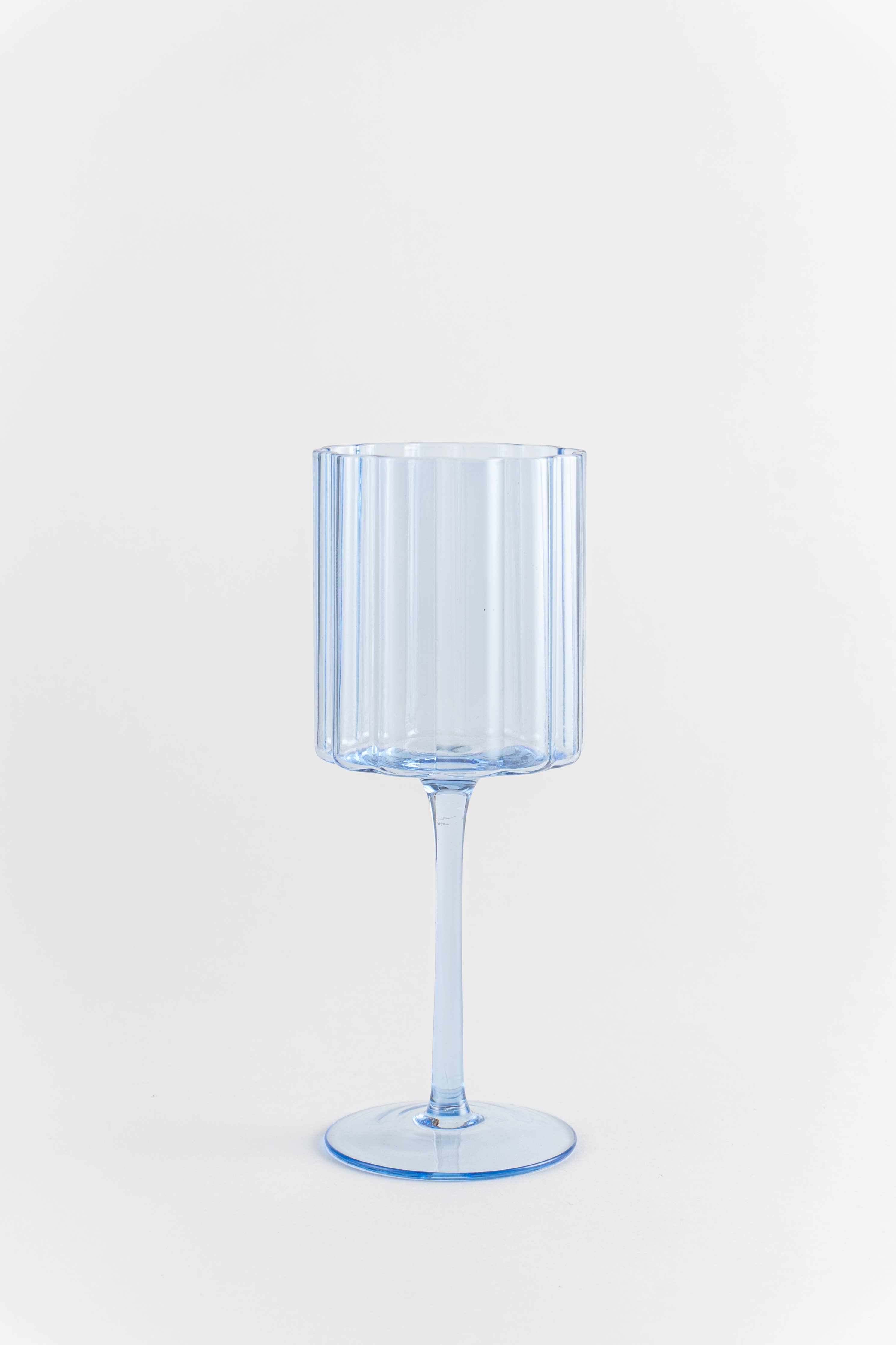 Scalloped Edge Glasses, wine, Blue, Set of 4