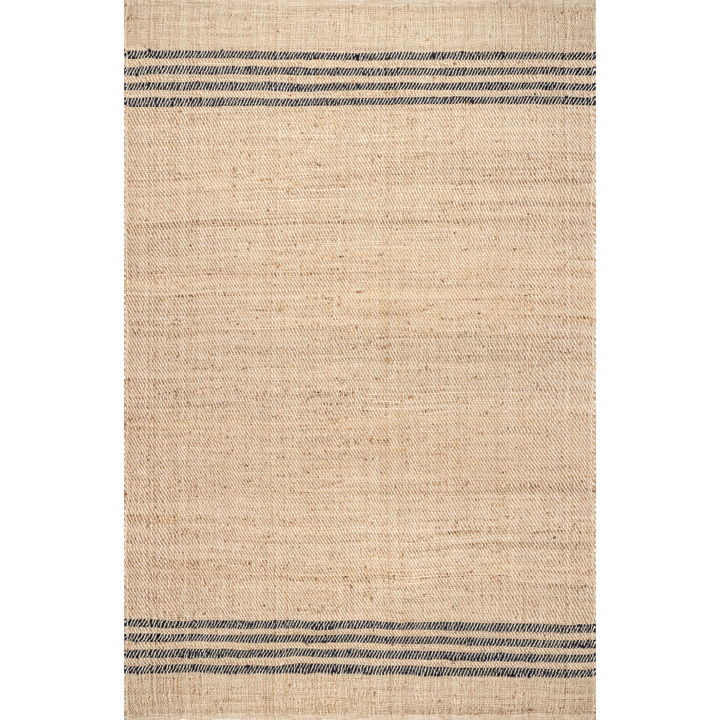 Striped Casual Jute Flatweave Area Rug: Natural / Rectangle / 6' x 9'