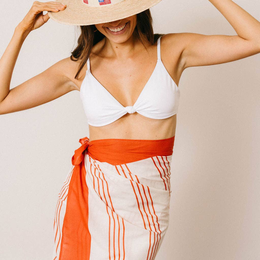 Cherry Pinstripe Sarong: One Size