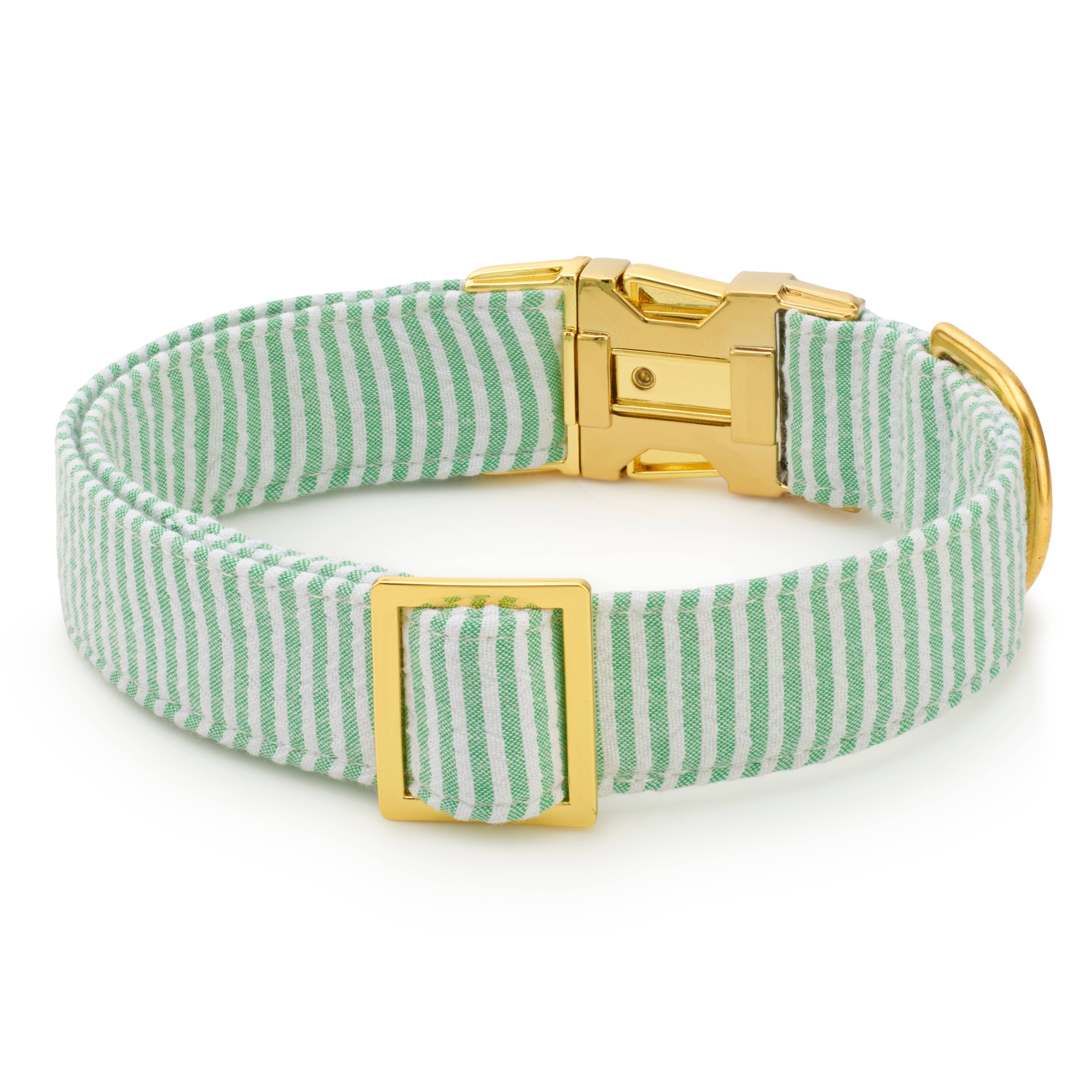 Green Seersucker Dog Collar: XS - 8-11”