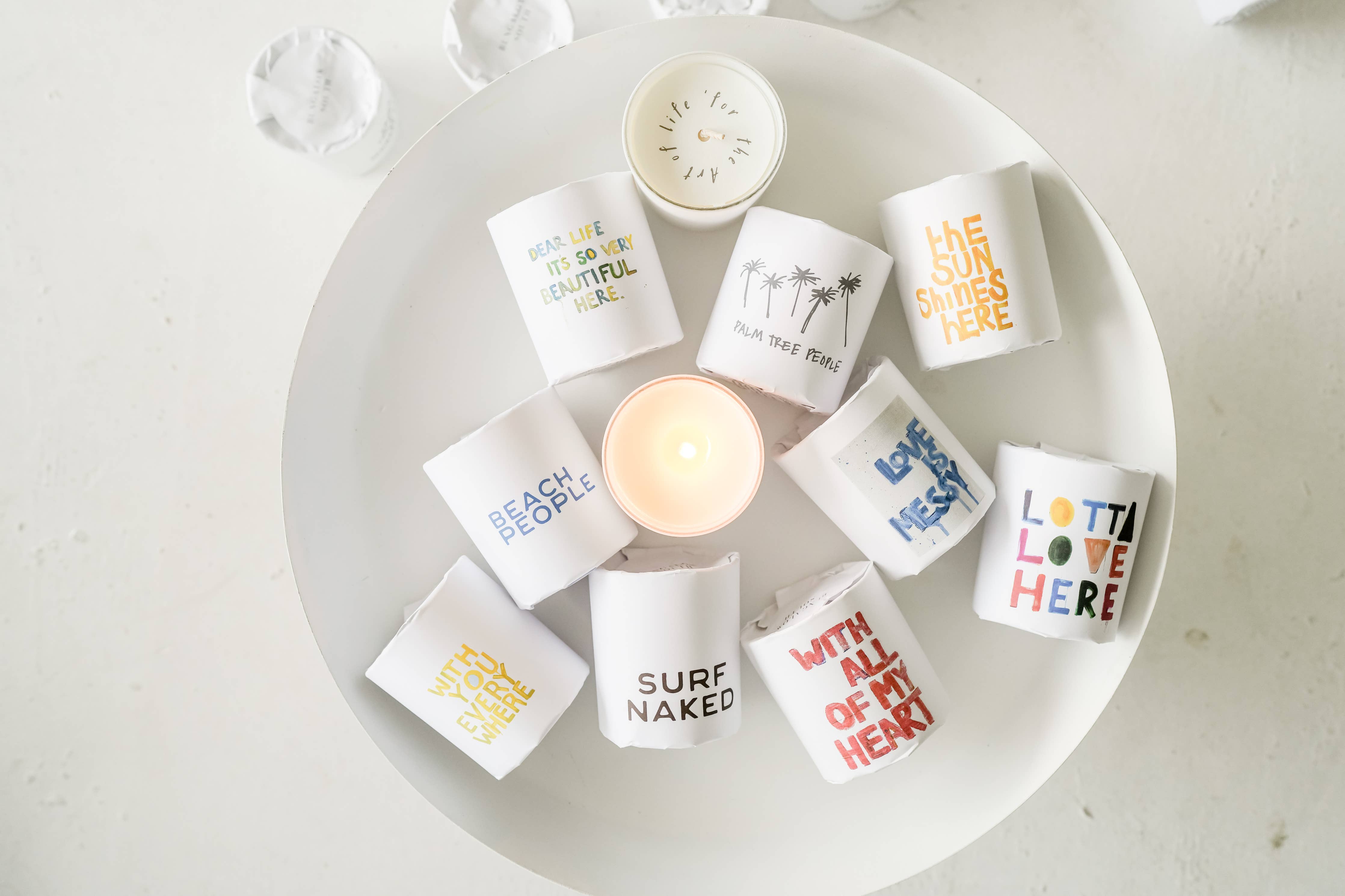 "Surf Naked" 10 oz Soy Candle: Illustrated Glass Soy Candle