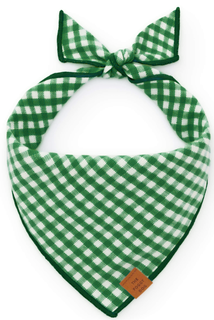 Evergreen Gingham Dog Bandana: Small