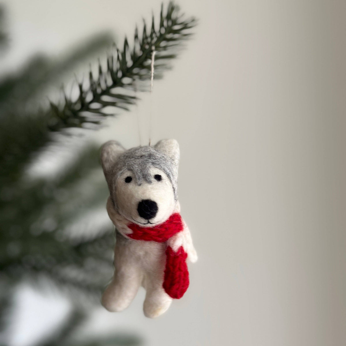 Felt Husky Ornament: Brown