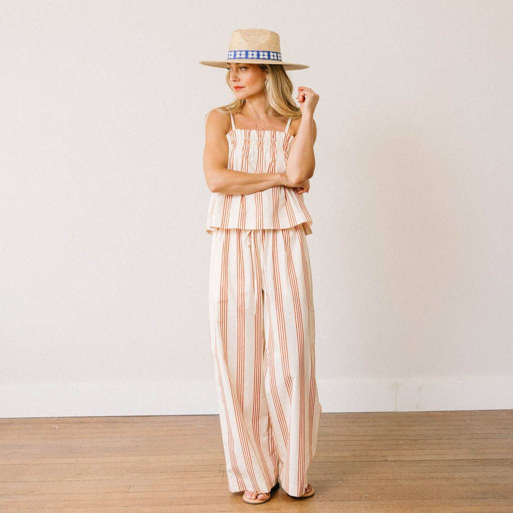 Cherry Pinstripe Daphne Pant: XS