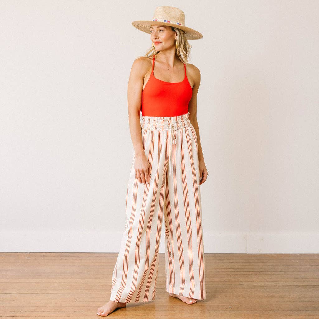 Cherry Pinstripe Daphne Pant: XS