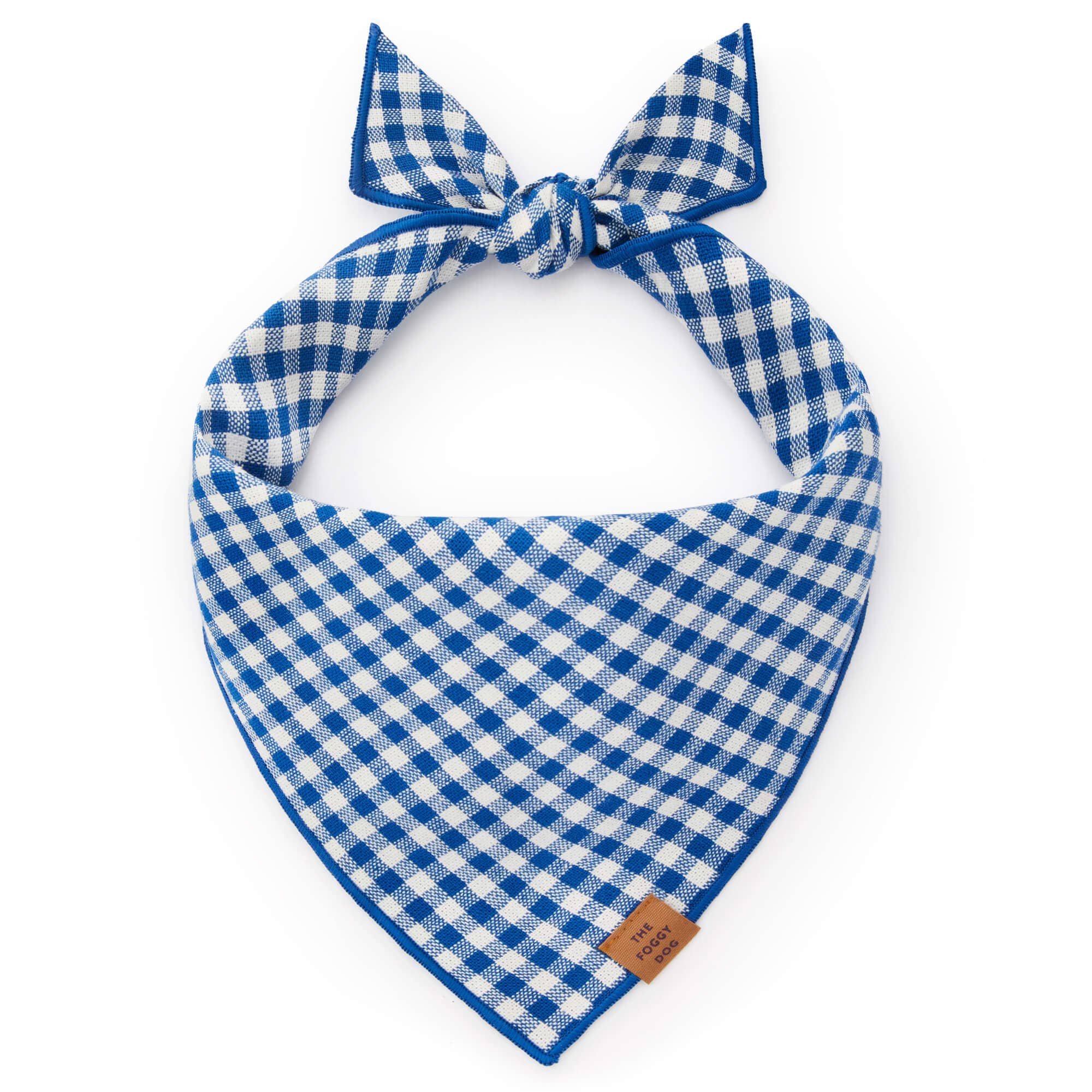 Lake Blue Gingham Summer Dog Bandana: Small