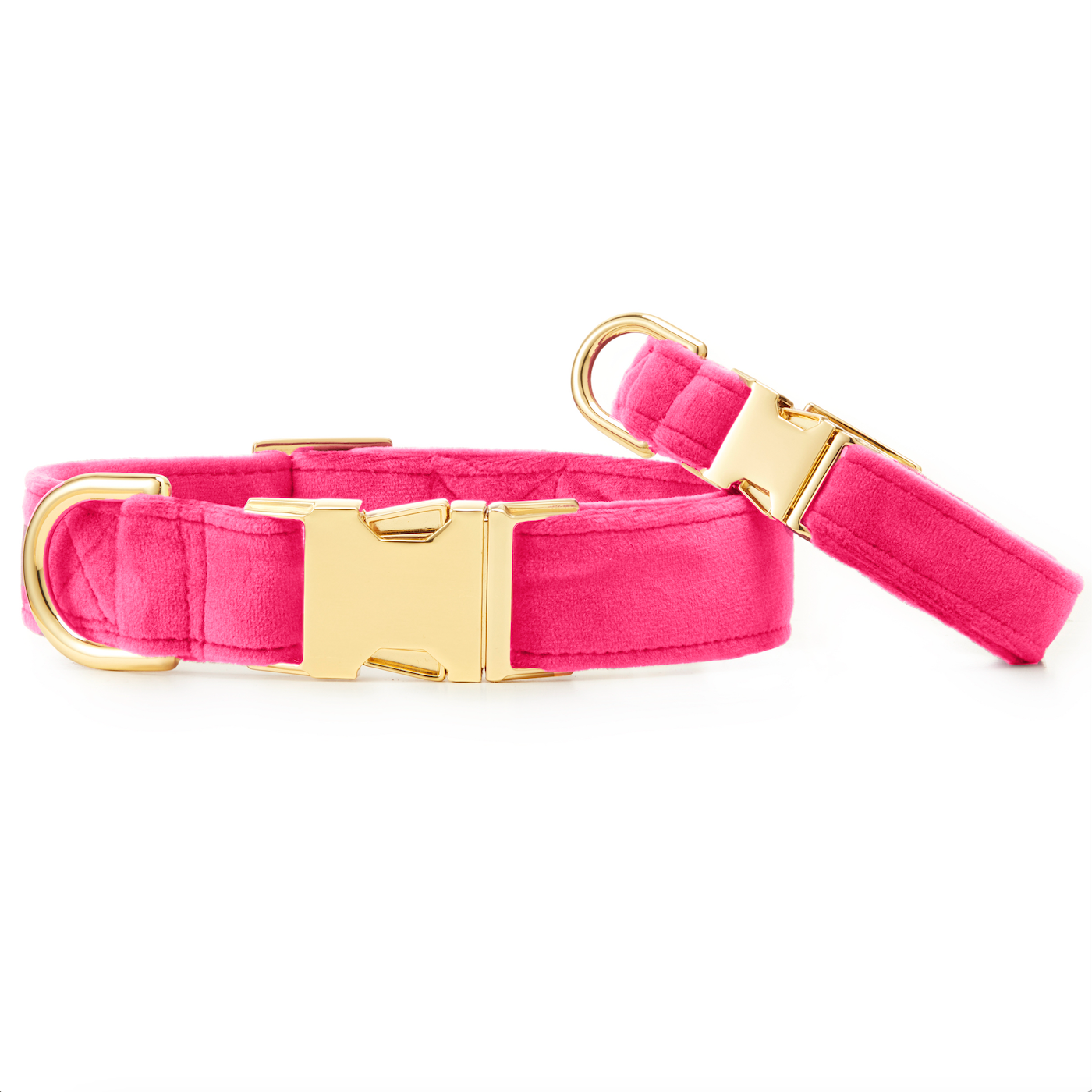 Hot Pink Velvet Dog Collar: S / Gold