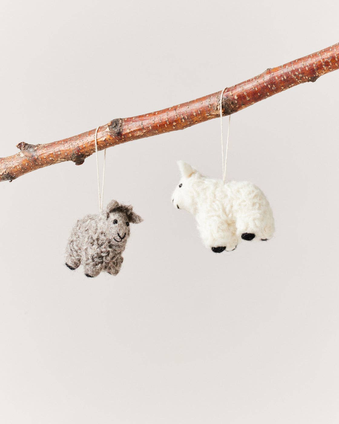 Felted Sheep Ornament: Ivory