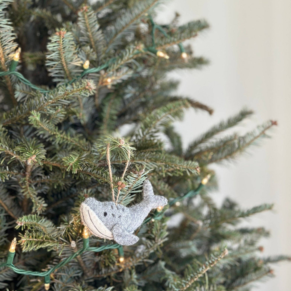 Felt Ornament - Humpback Whale: Light Gray