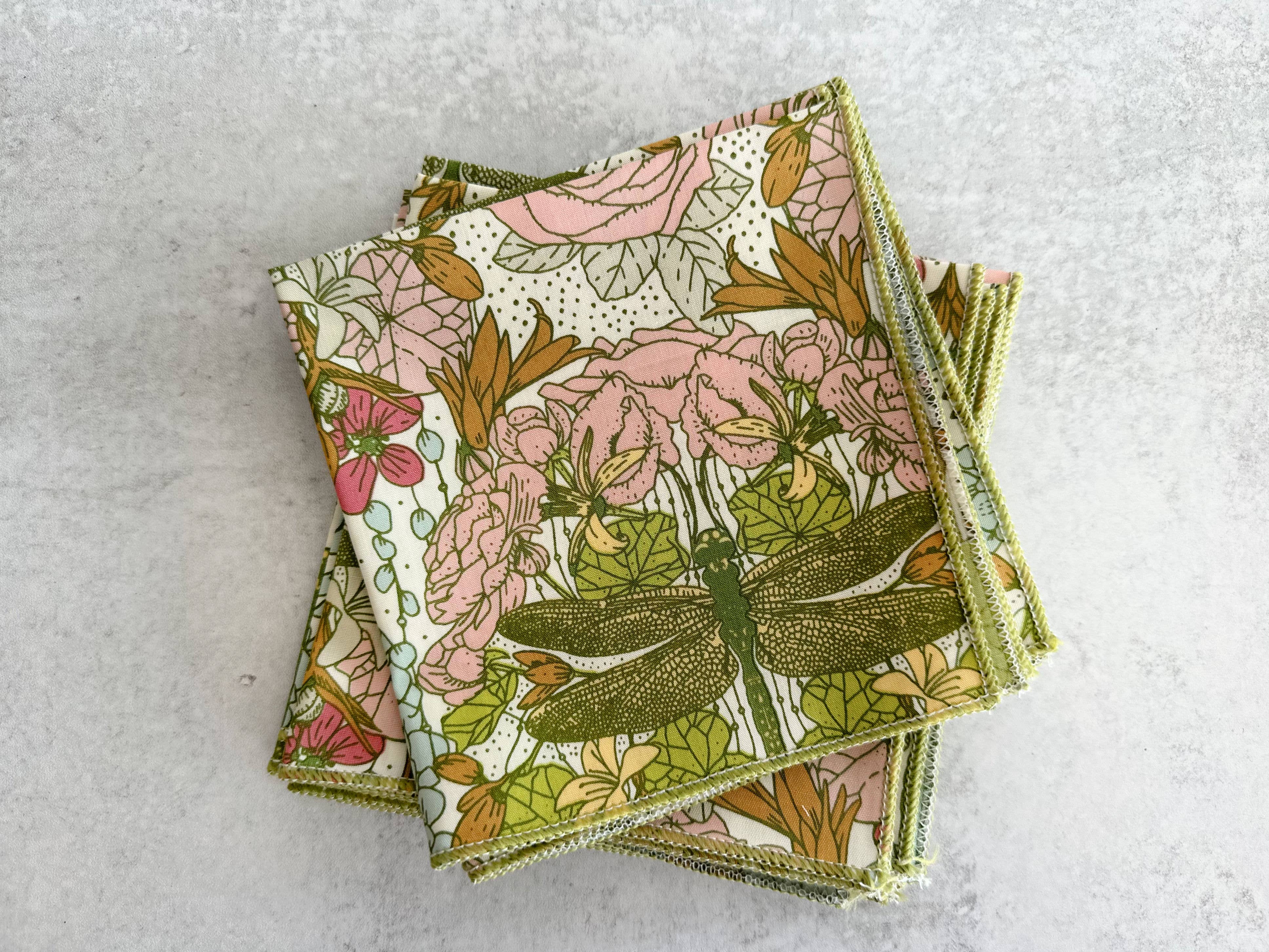 Dragonfly Garden Cloth Napkins, set of four: Cocktail