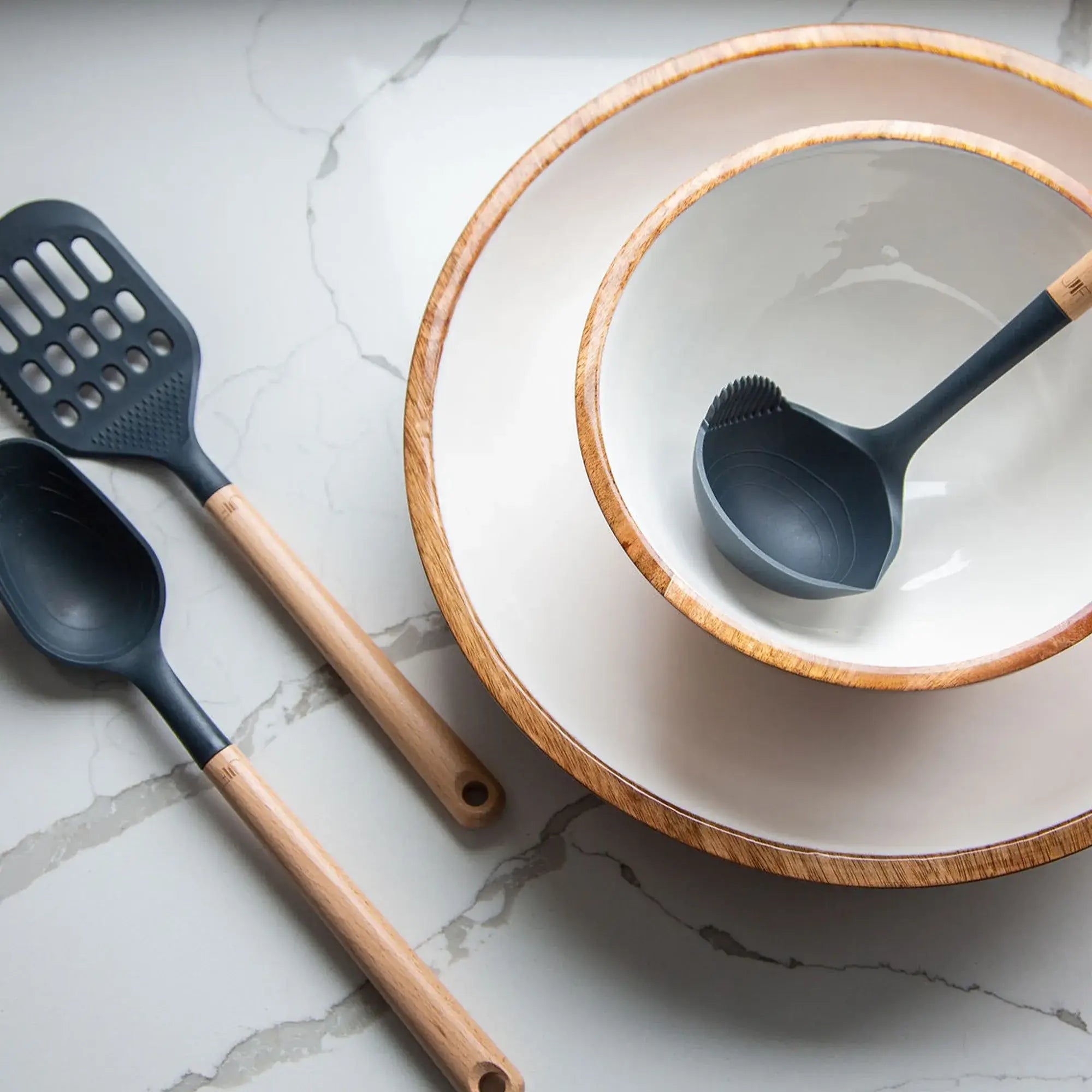 Wood + White Collection Mango Wood Salad Bowl