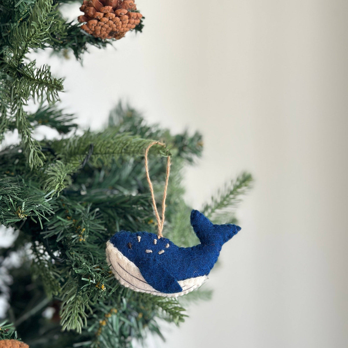 Felt Ornament - Humpback Whale: Light Gray