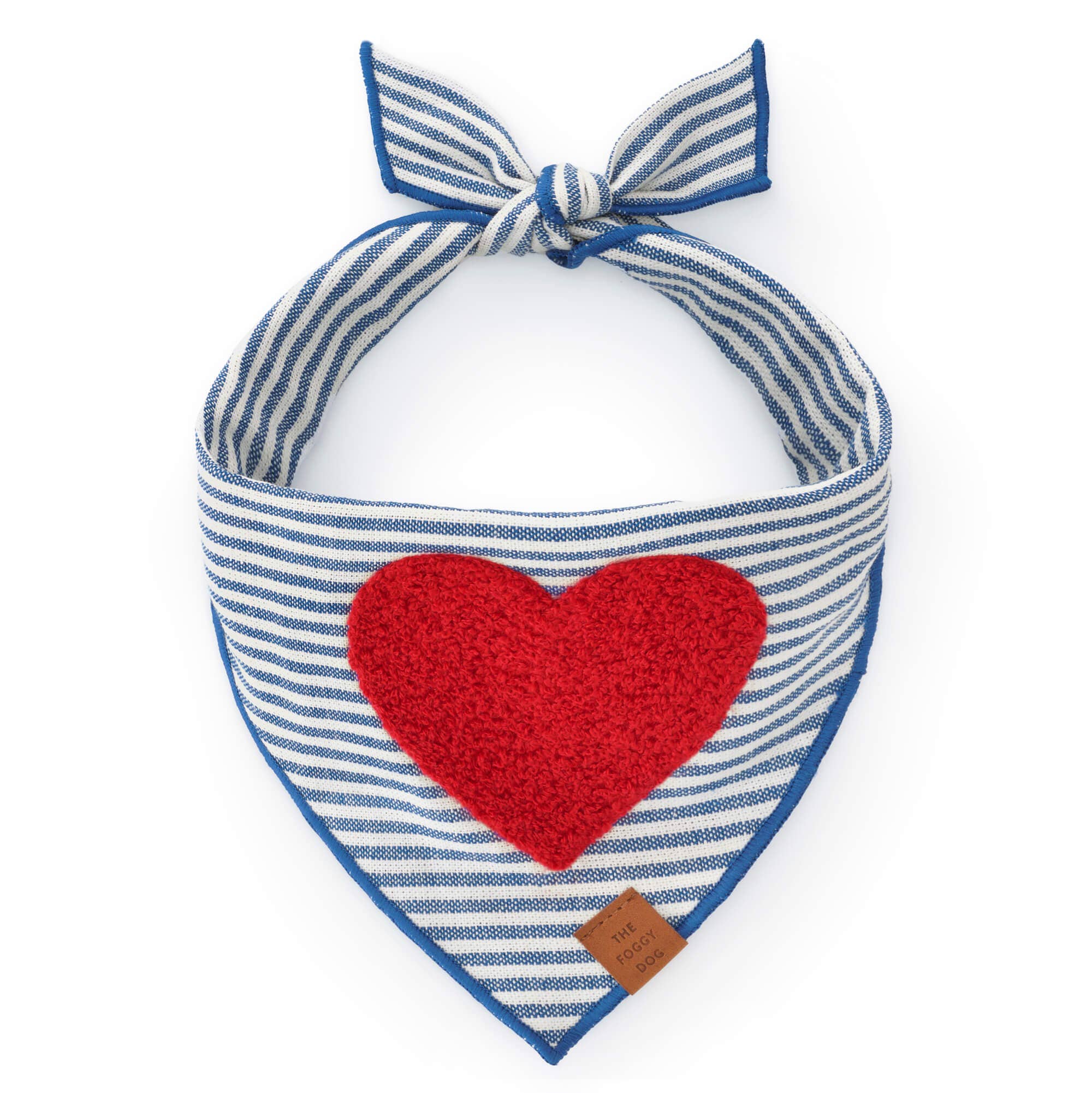 Heart Applique Dog Bandana: L - up to 26”