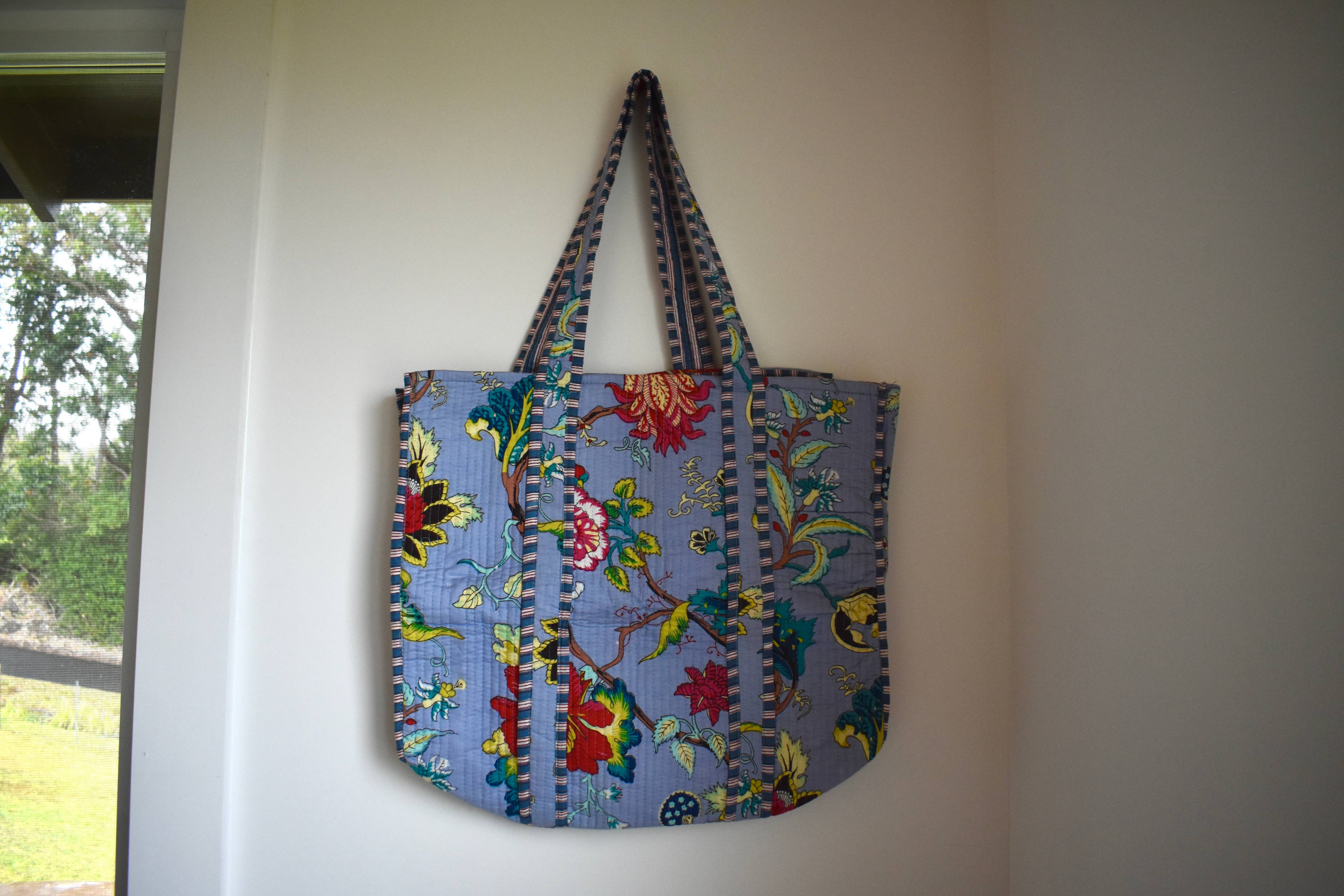 Block Print Tote Bag: Bright Pink Animal