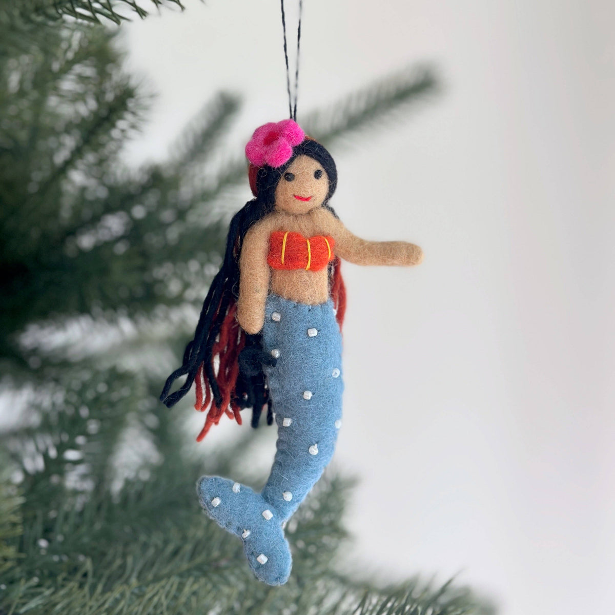 Felt Ornament - Silk Sea Mermaid: Mint Tail
