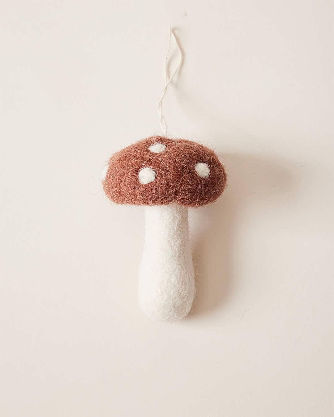 Felted Mushroom Ornament: Brown