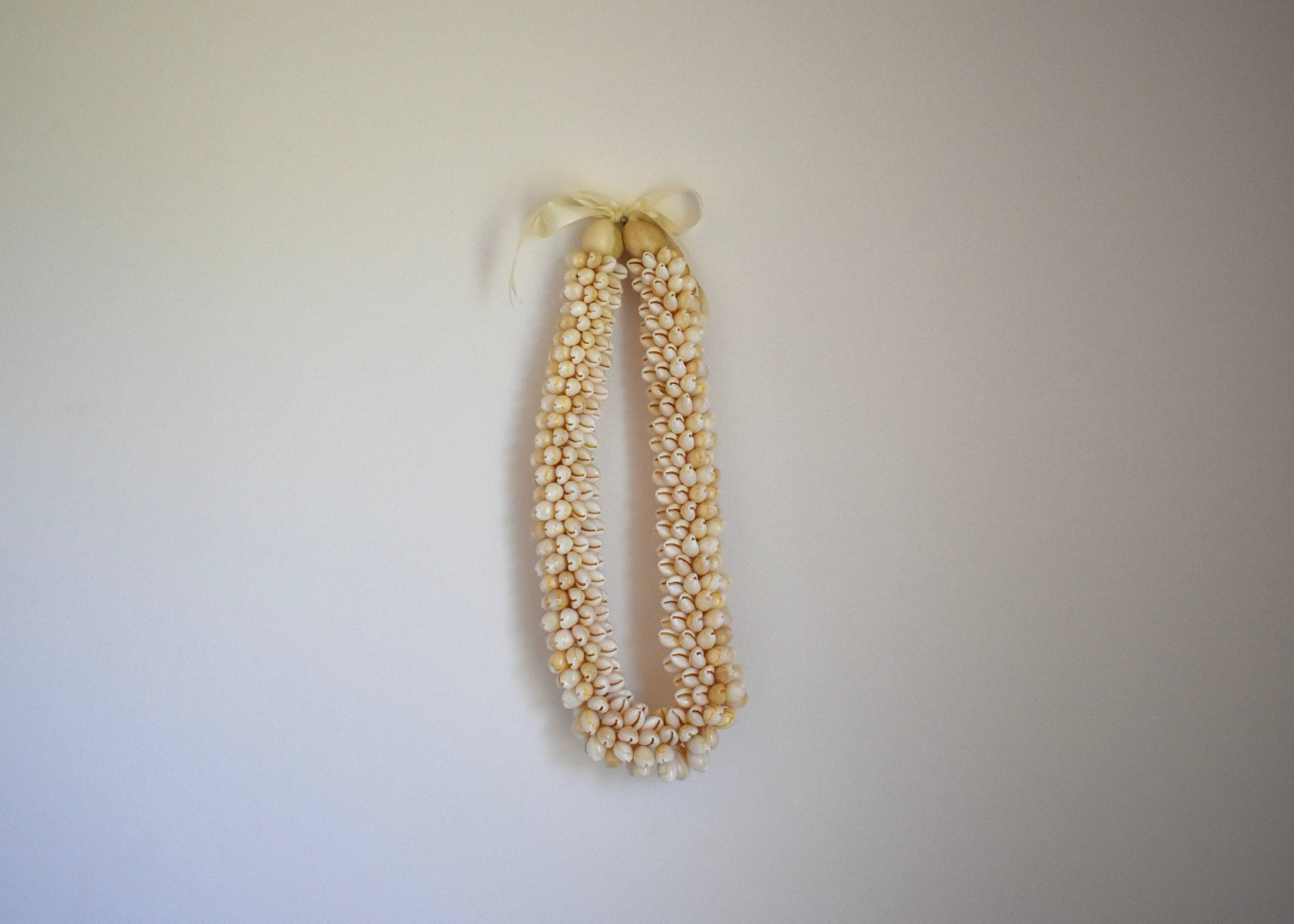 Chunky Cowrie Shell Lei: Black Kukui Nuts