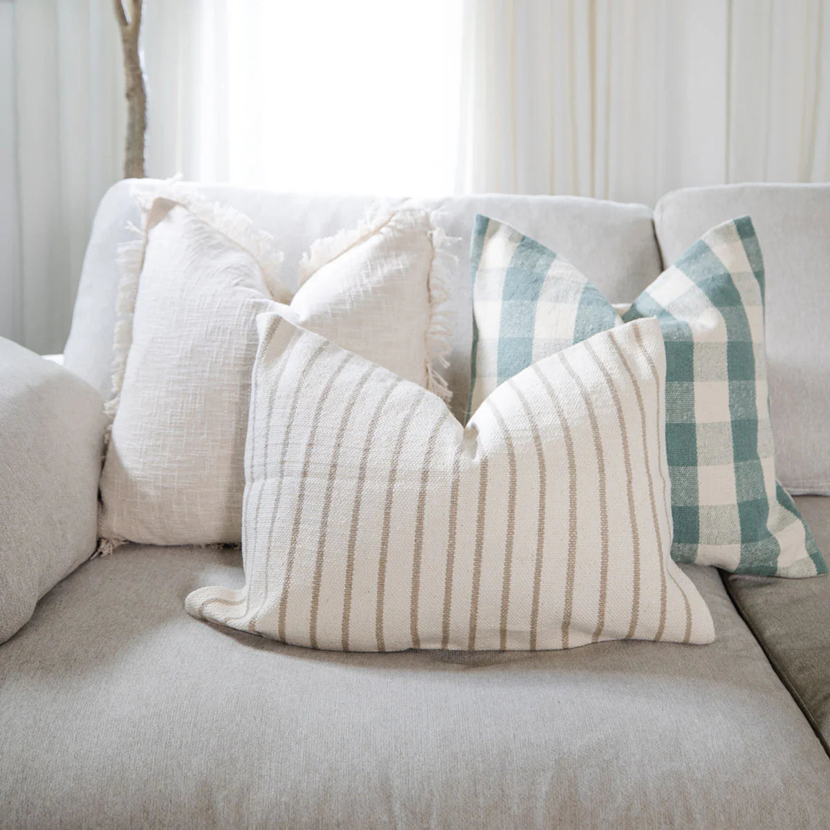 Signature Woven Warm Blue Gingham Pillow 20x20 inches