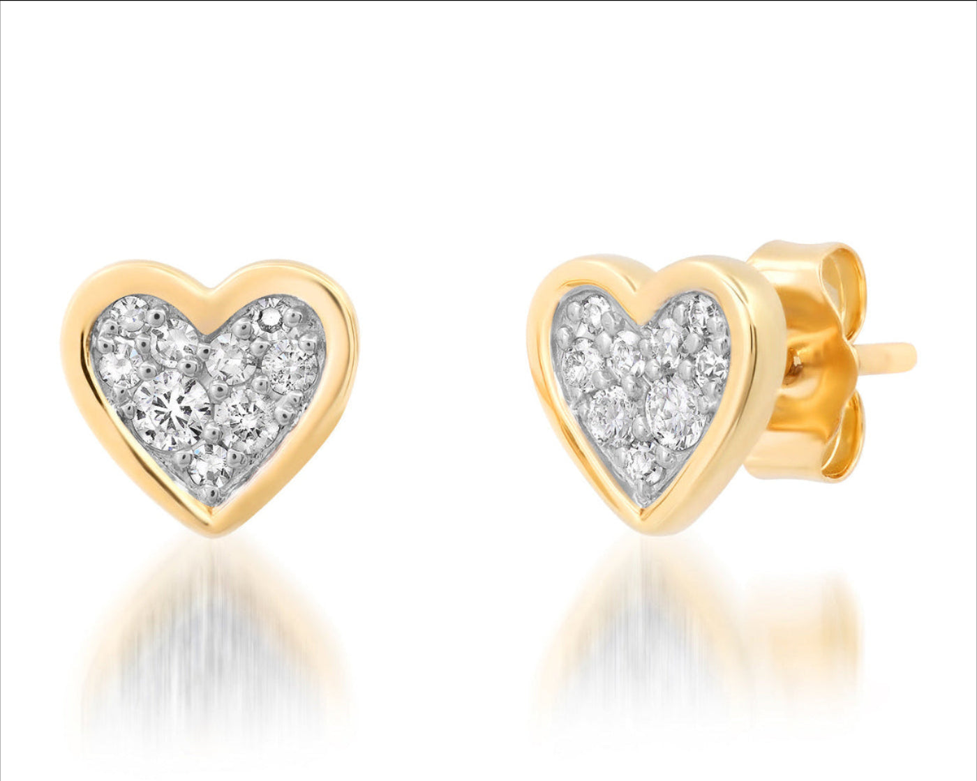 Eriness Diamond Bezel Set Heart Studs