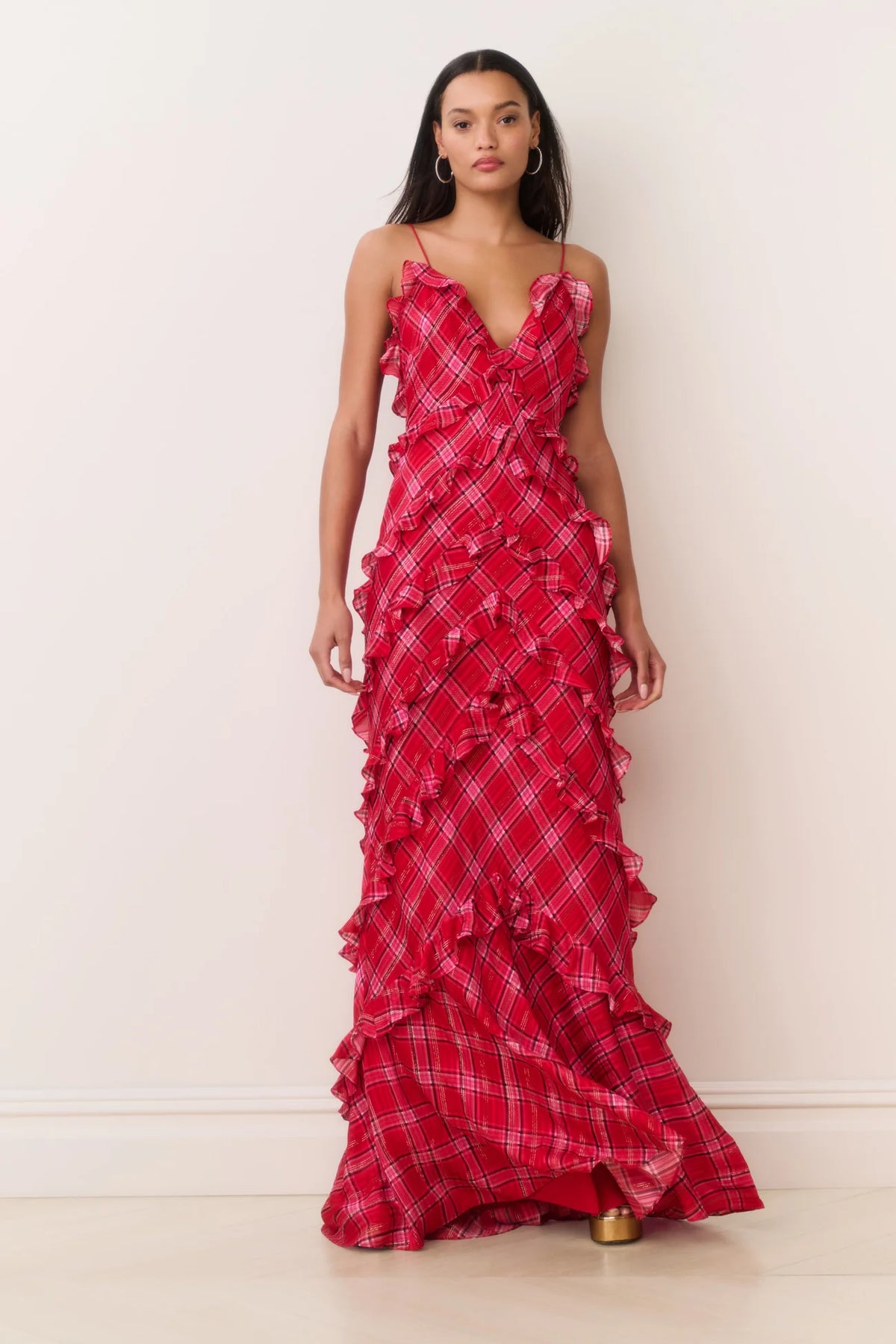 LoveShackFancy Ellietta Dress in Red, front view