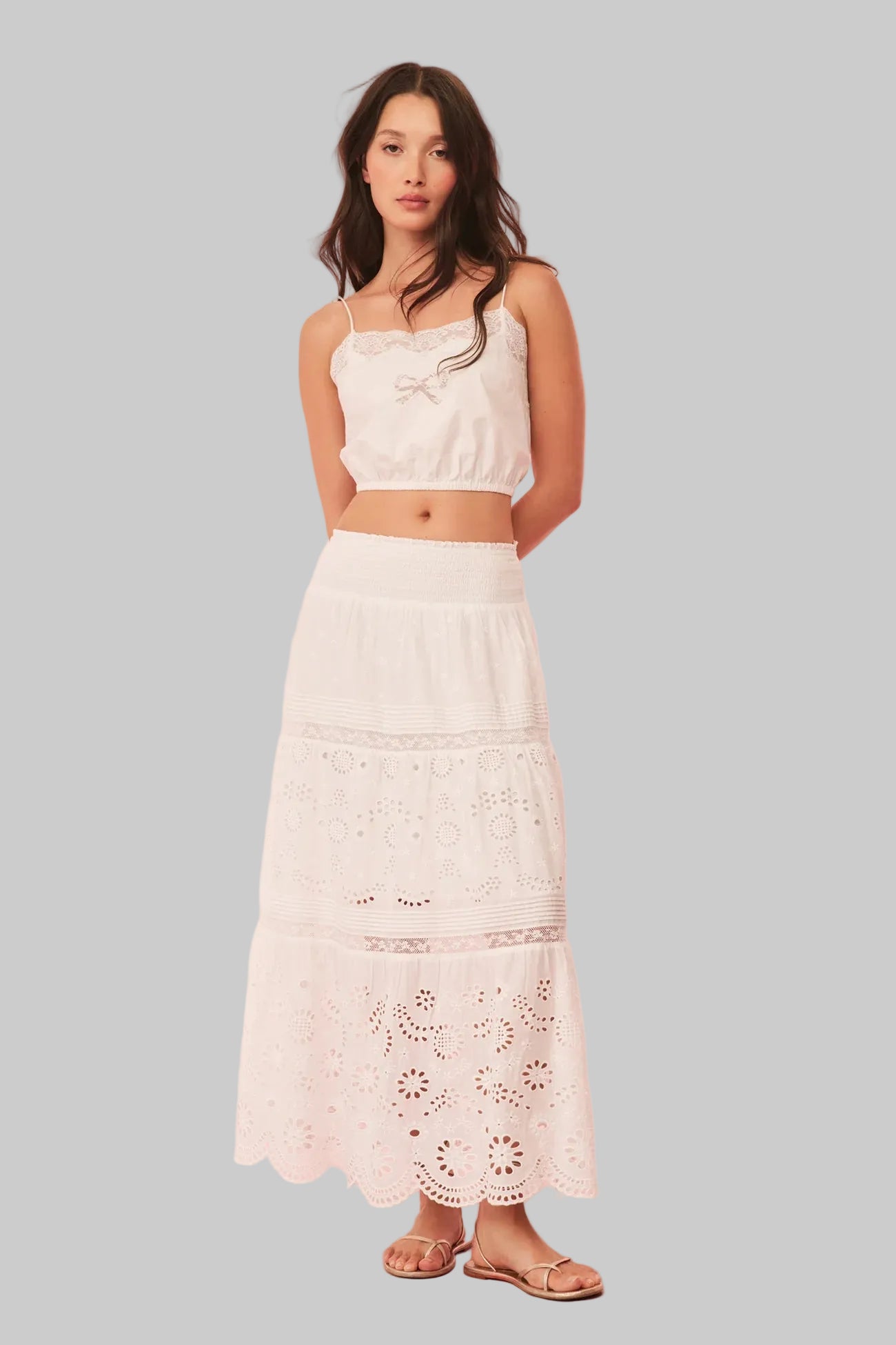 Miloti Eyelet Lace Maxi Skirt