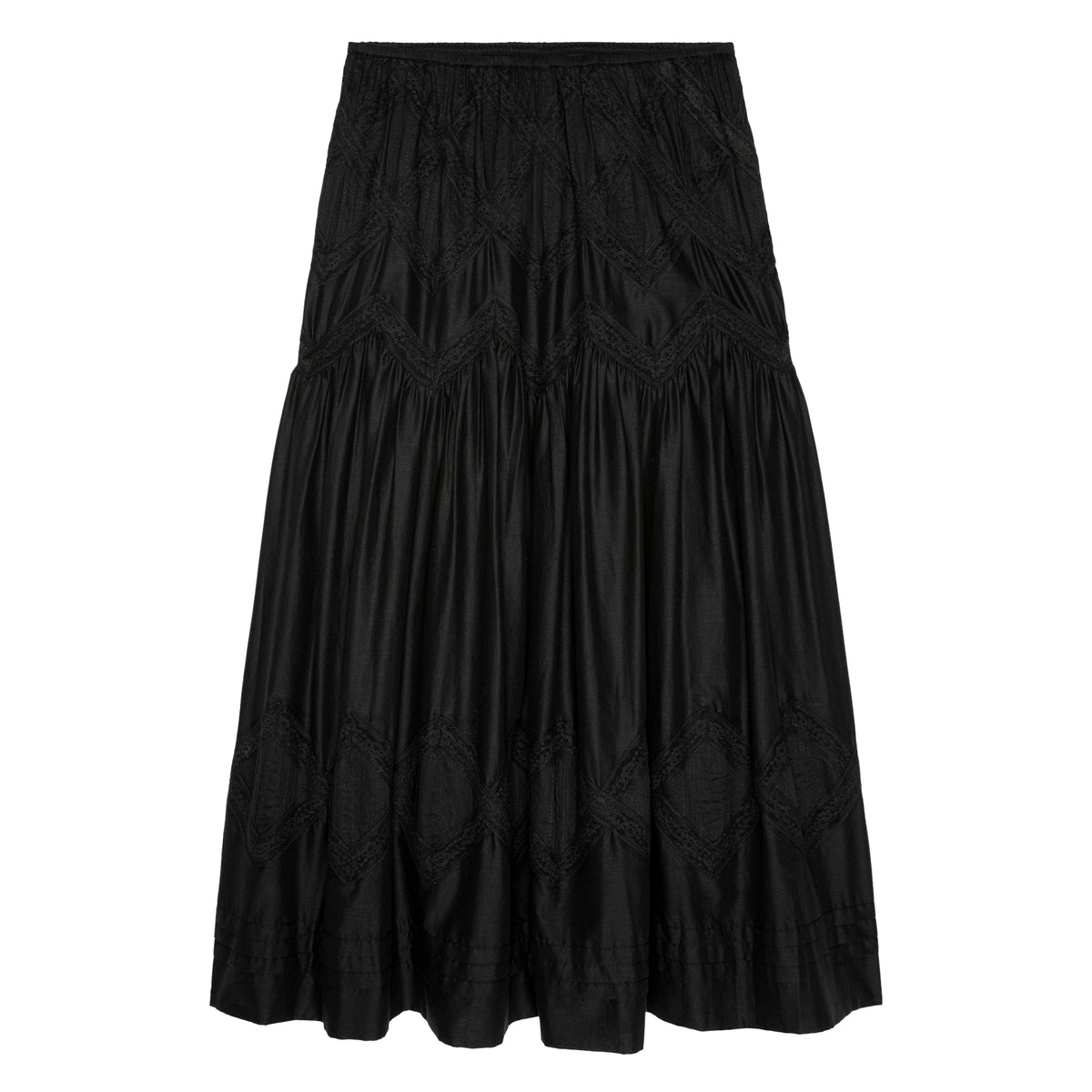 The Great. The Lattice Lace Victorian Skirt in Black