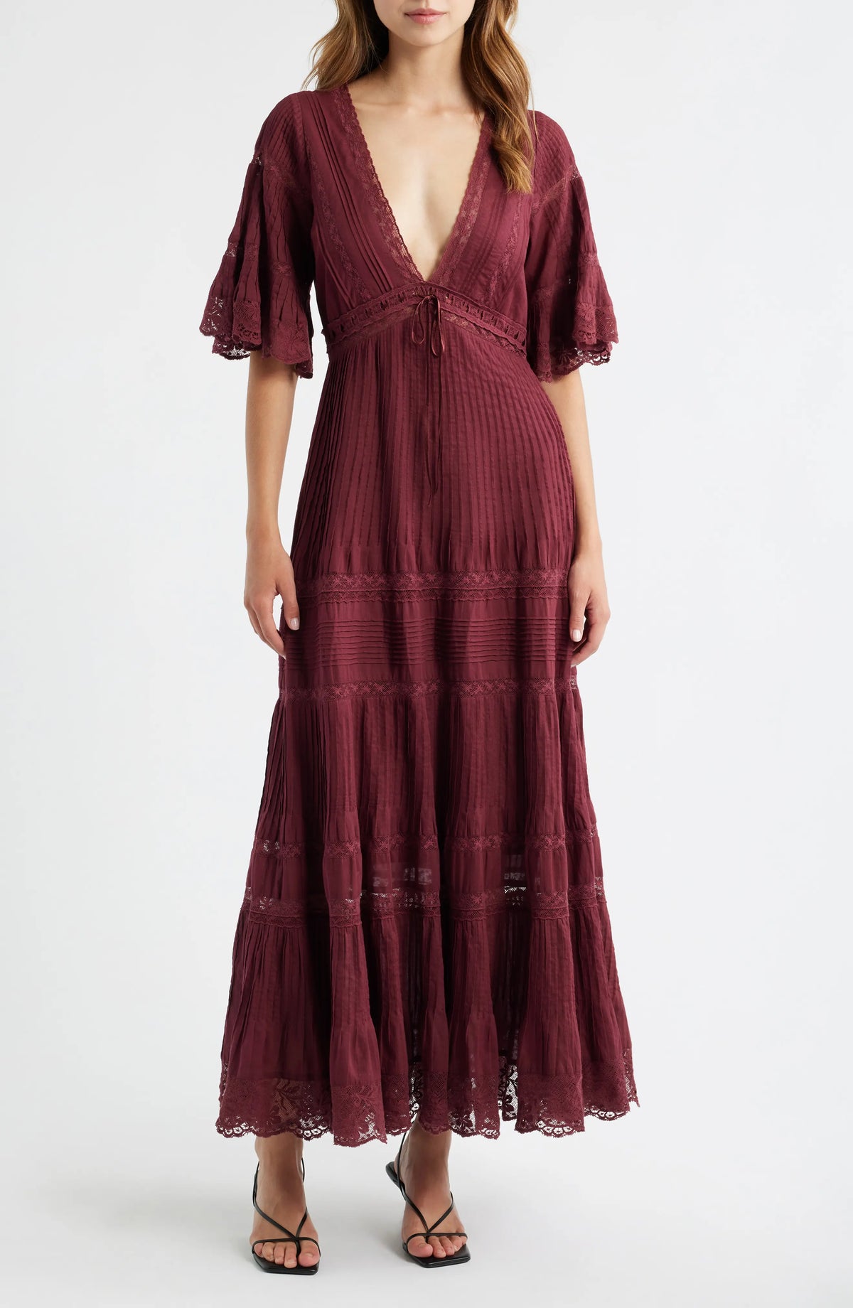 LoveShackFancy Marlowe Dress in Spiced Berry