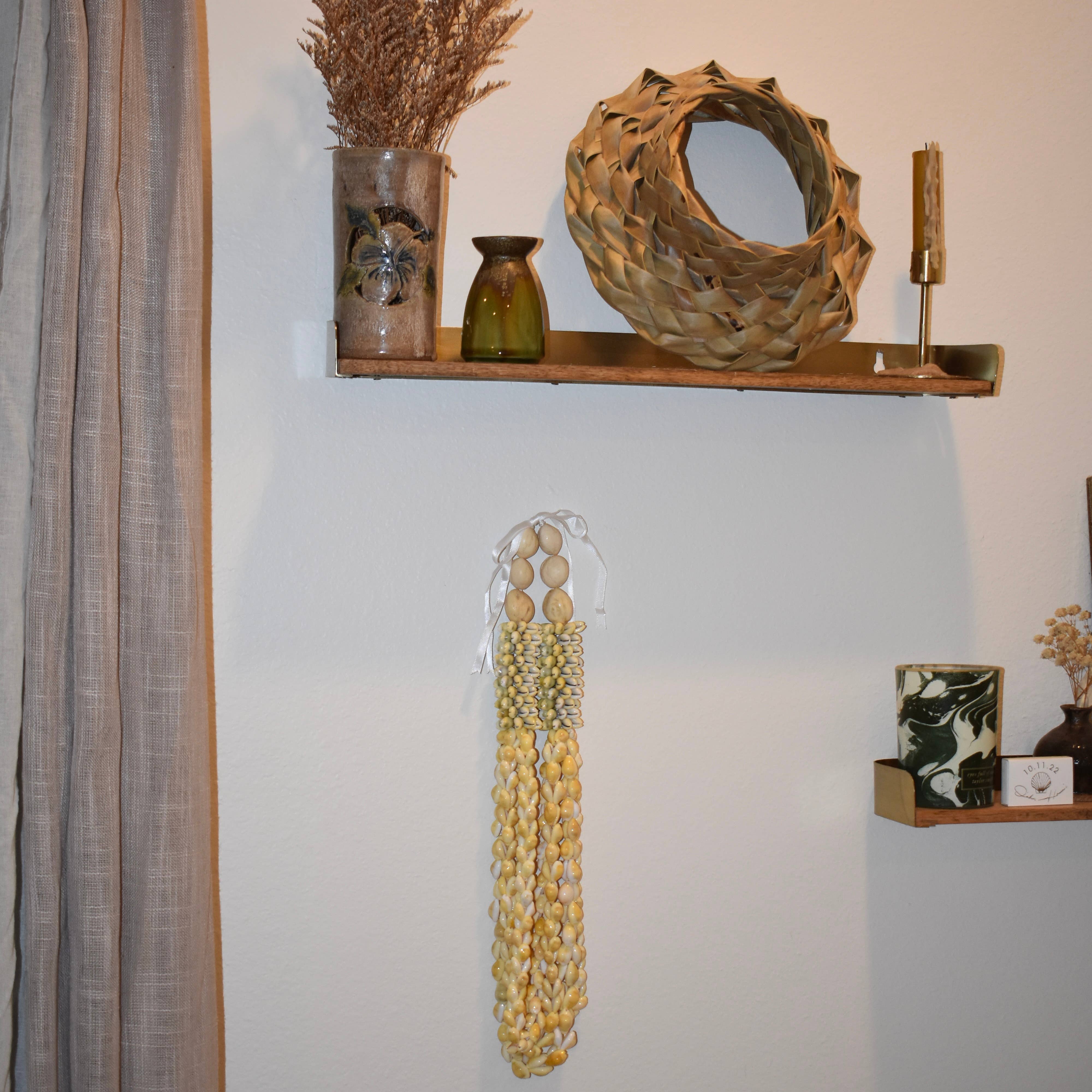 Layered Chunky Cowrie + Kukui Nut Lei: Dark Kukui Nut / Beige Cowrie Shells