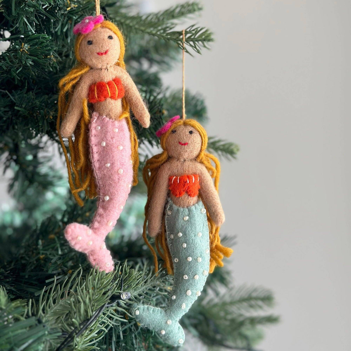 Felt Ornament - Blond Mermaid: Pink