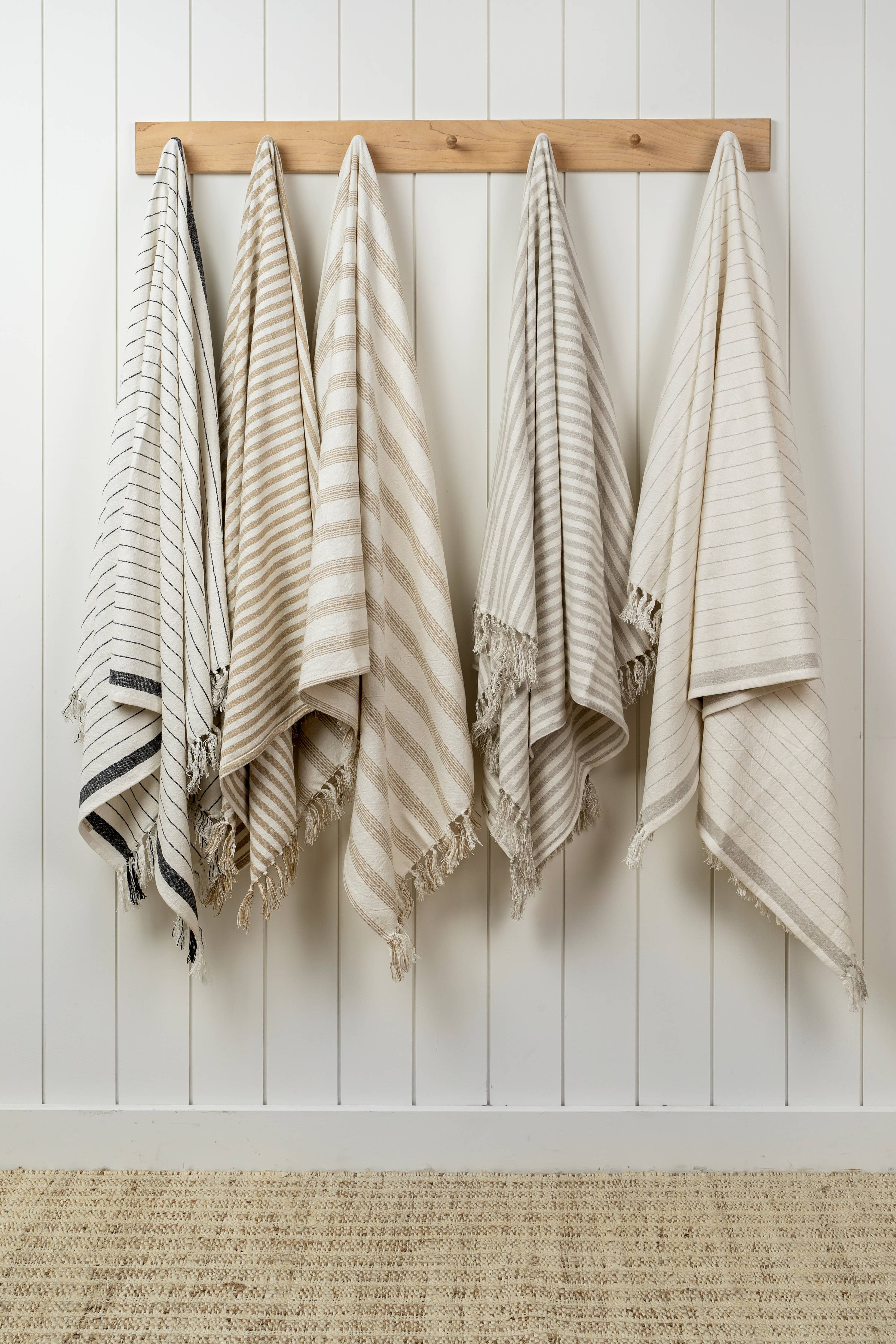 French Stripe Hammam Bath Towel, Warm Sand