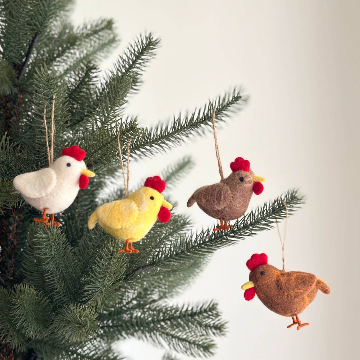 Felt Chicken Ornament: Set of 4
