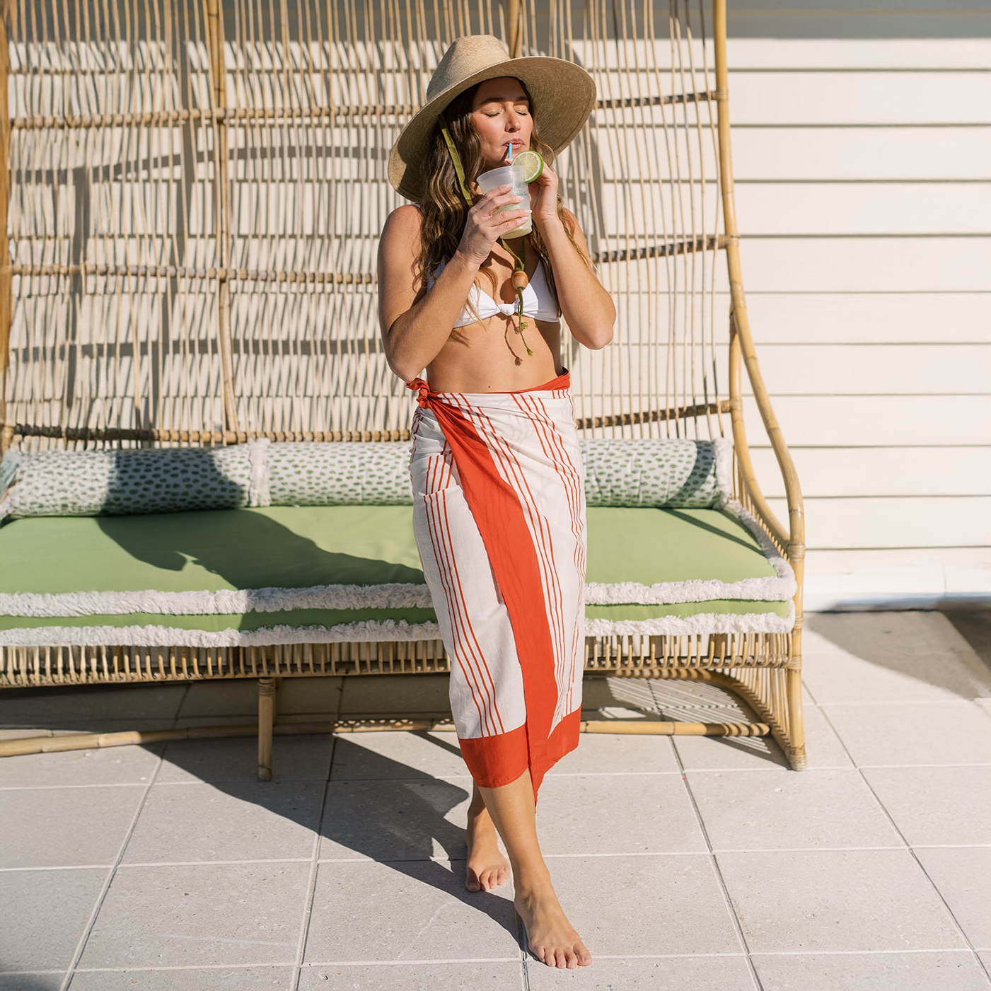 Cherry Pinstripe Sarong: One Size