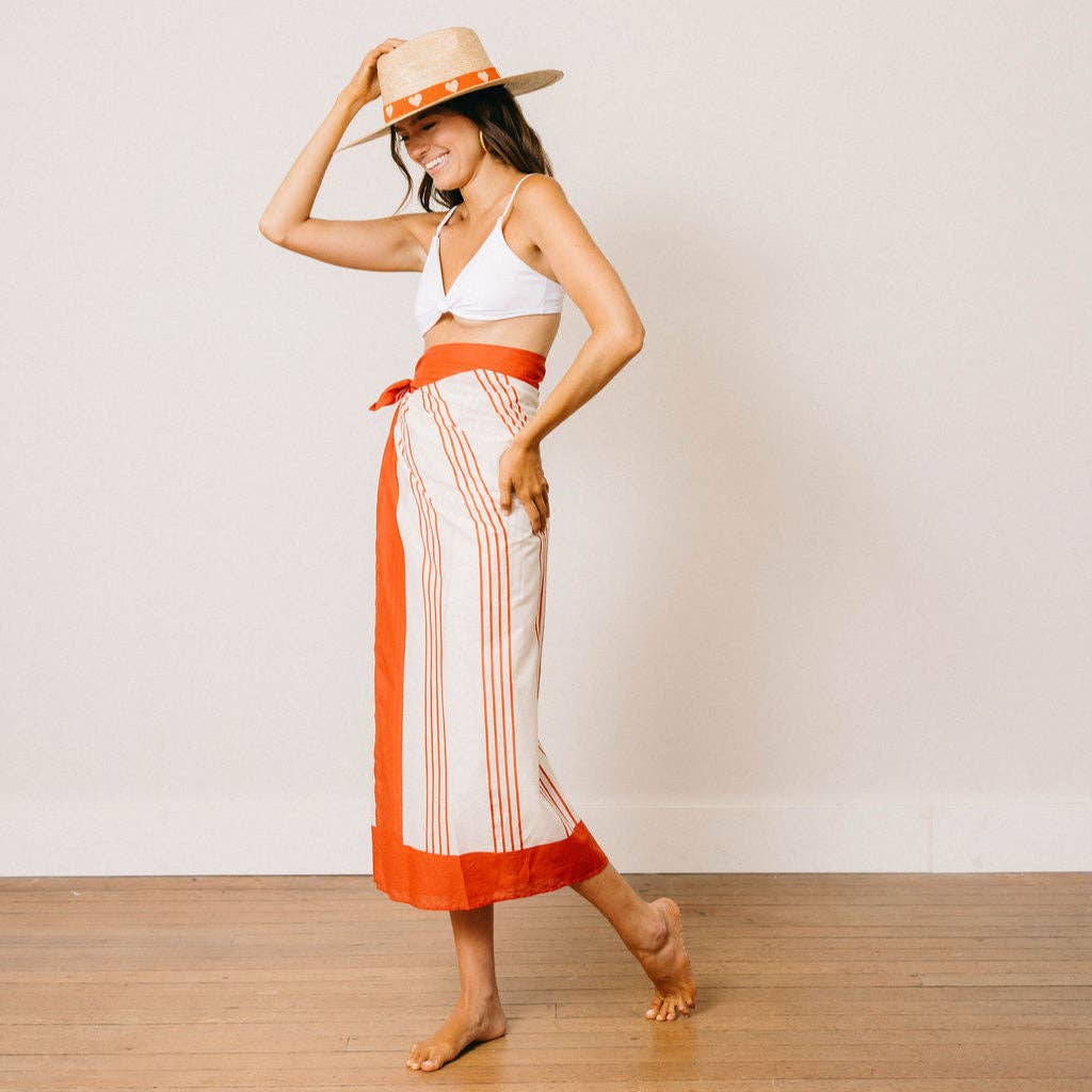 Cherry Pinstripe Sarong: One Size