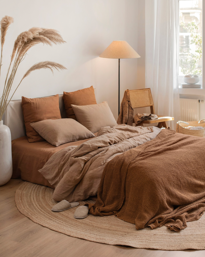 Latte linen duvet cover set