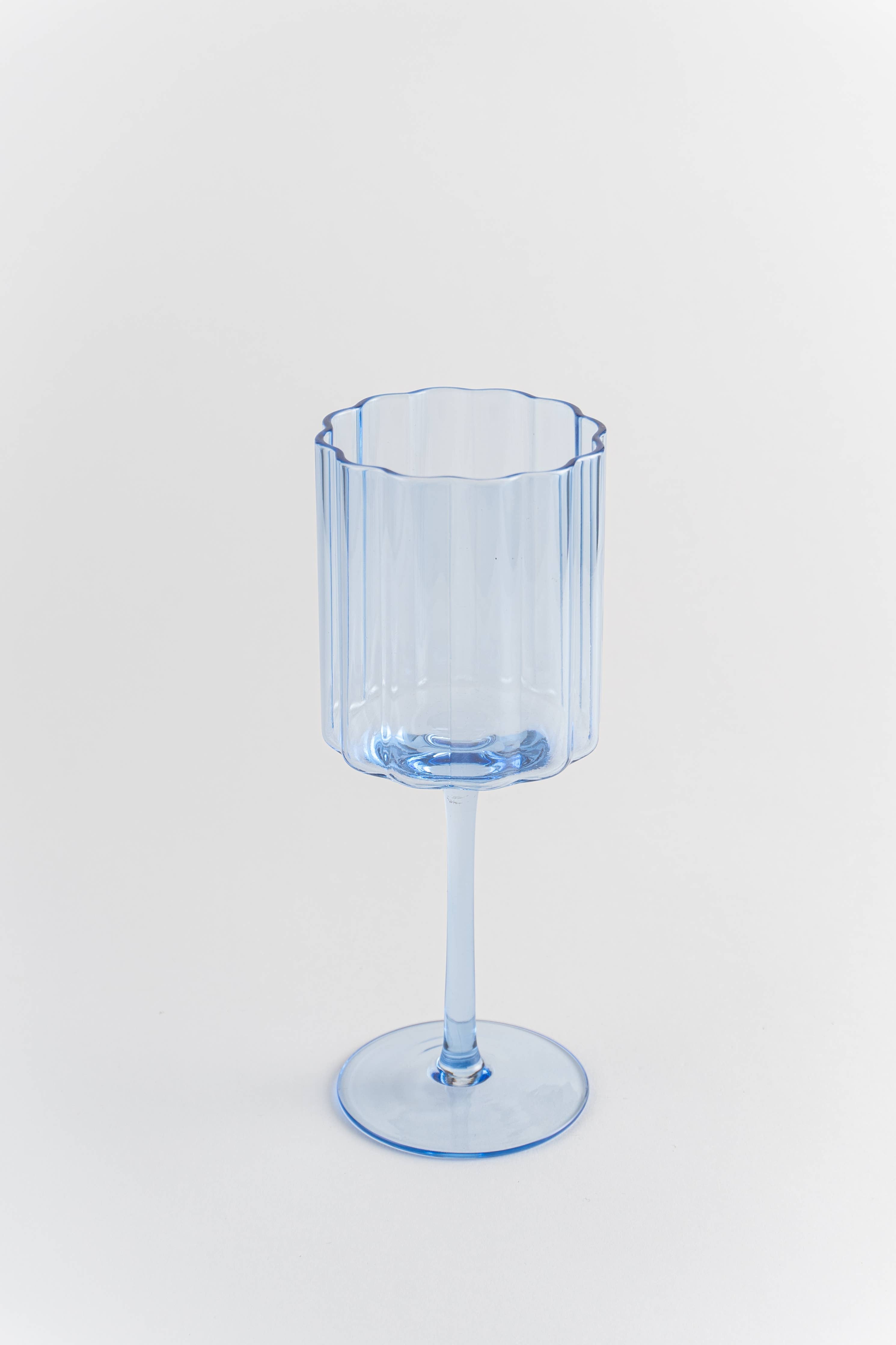Scalloped Edge Glasses, wine, Blue, Set of 4