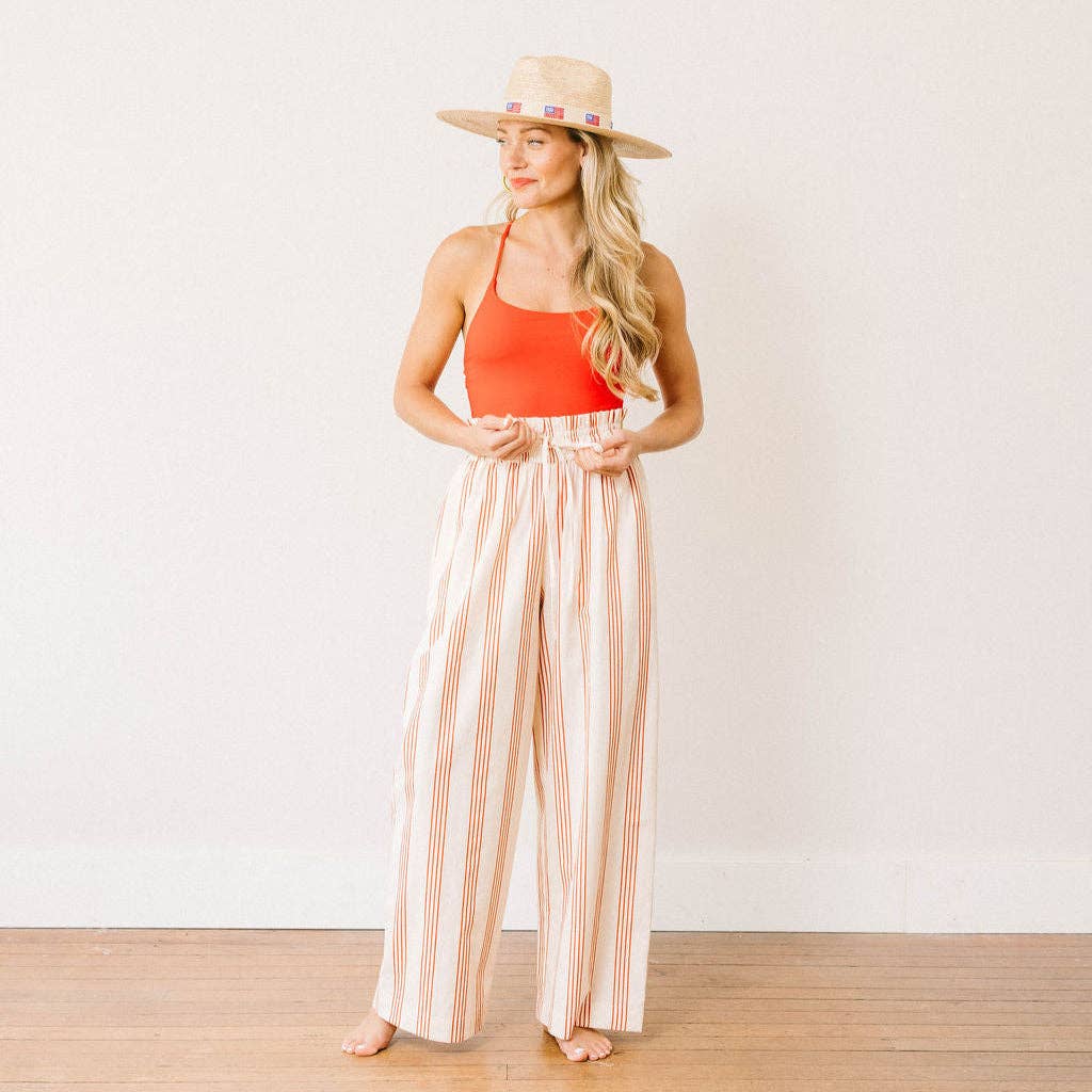 Cherry Pinstripe Daphne Pant: XS