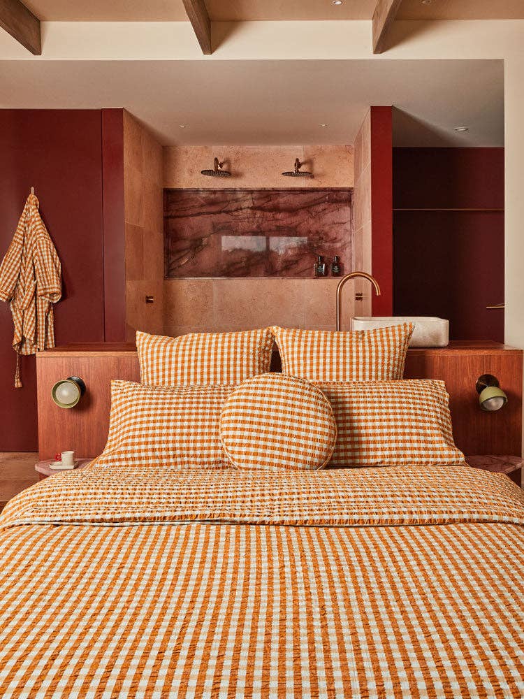 Honey Blue Seersucker Quilt Cover: Queen