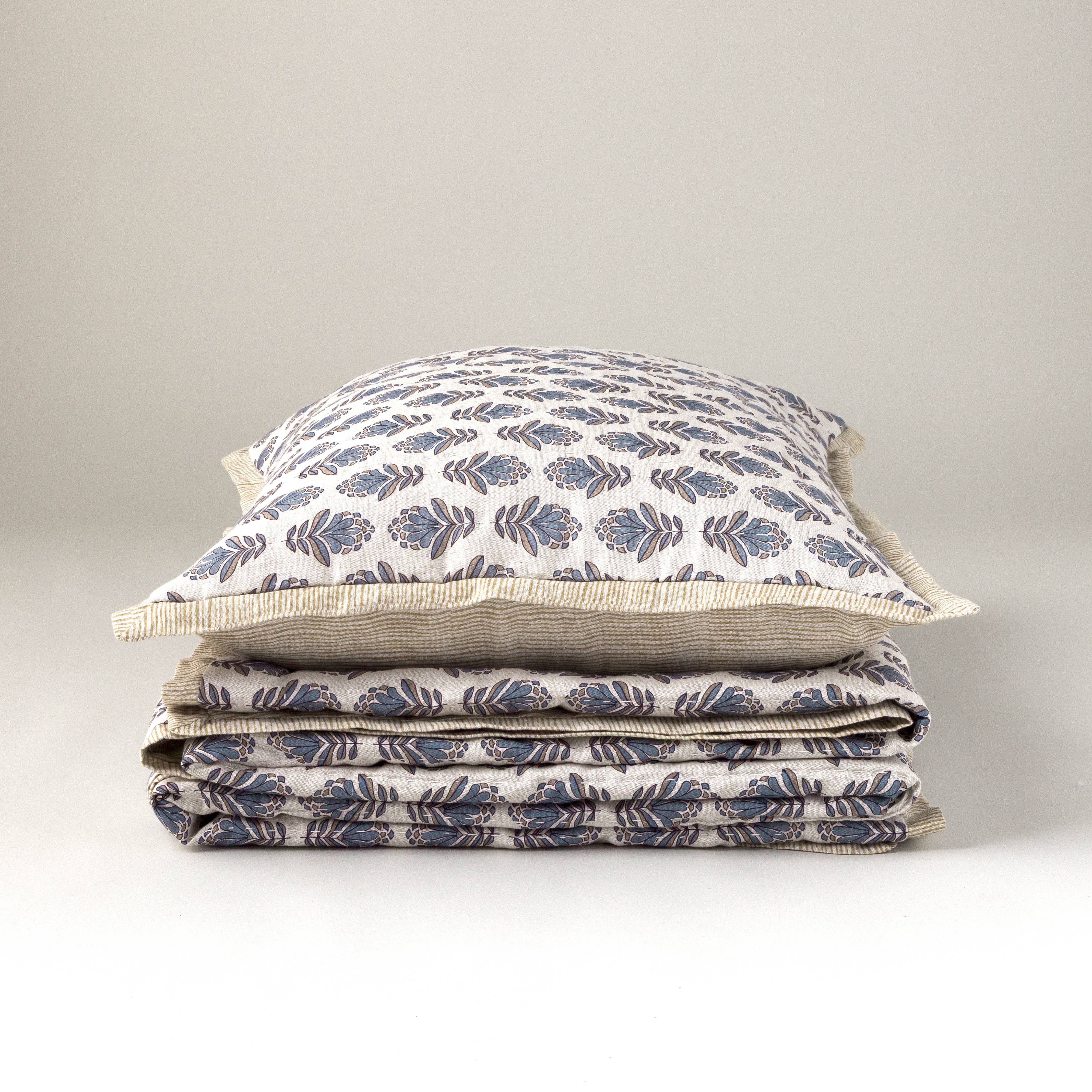 Charlie Block Print Sham: DARK GREEN / KING