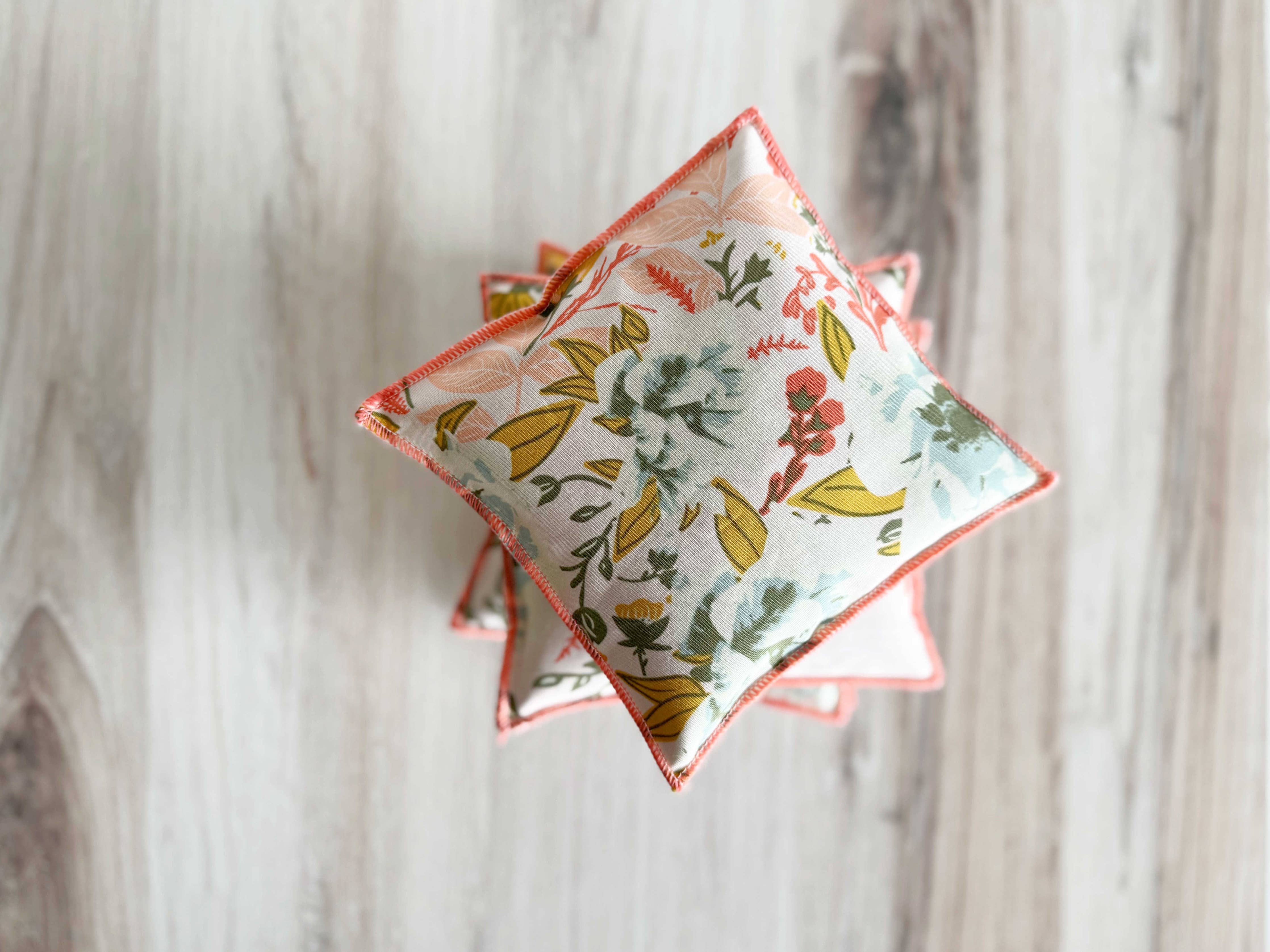 Coral and Blue Floral Lavender Sachets, set of two