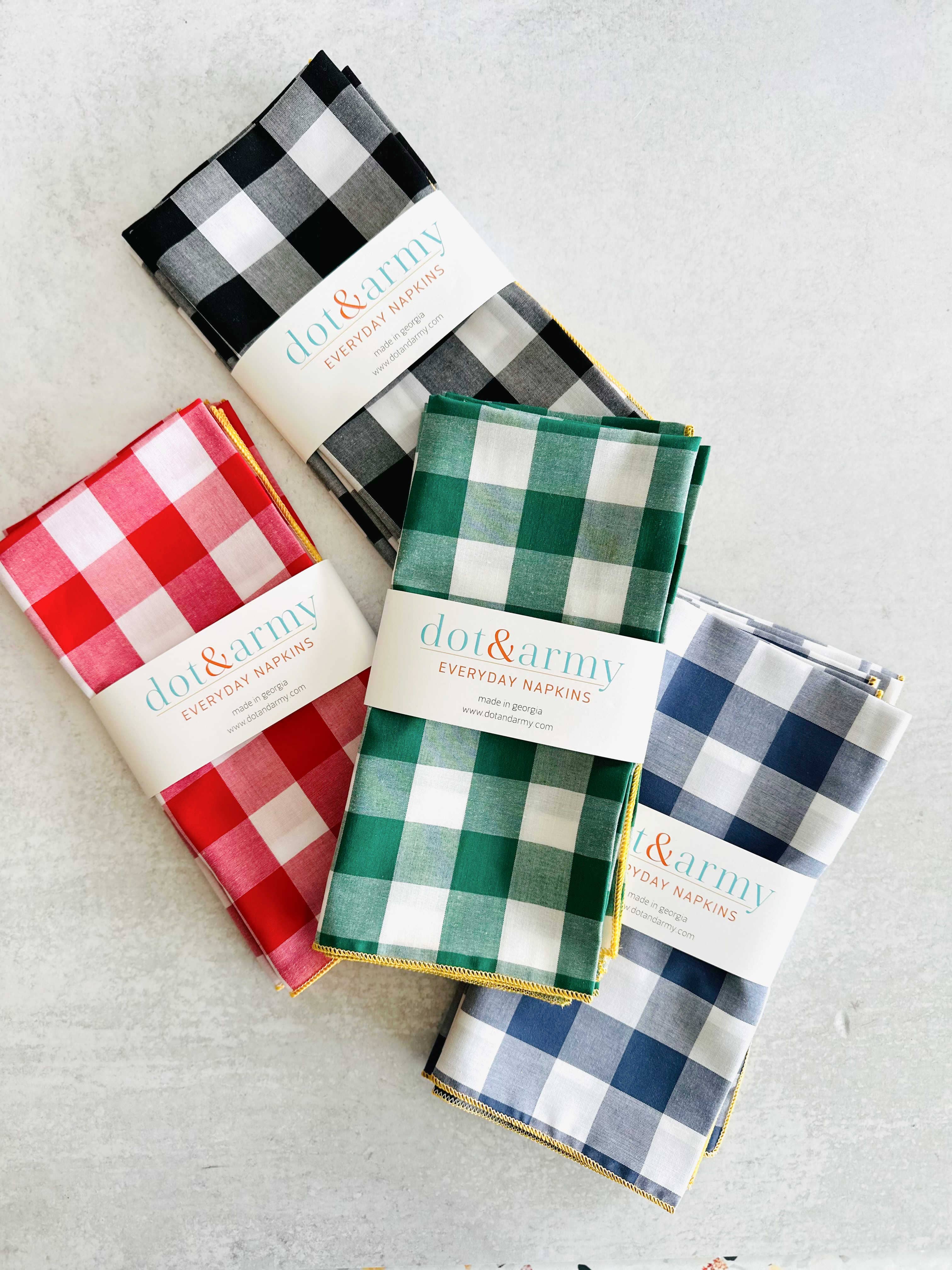 Gingham Check Cloth Napkins, set of four: Cherry red