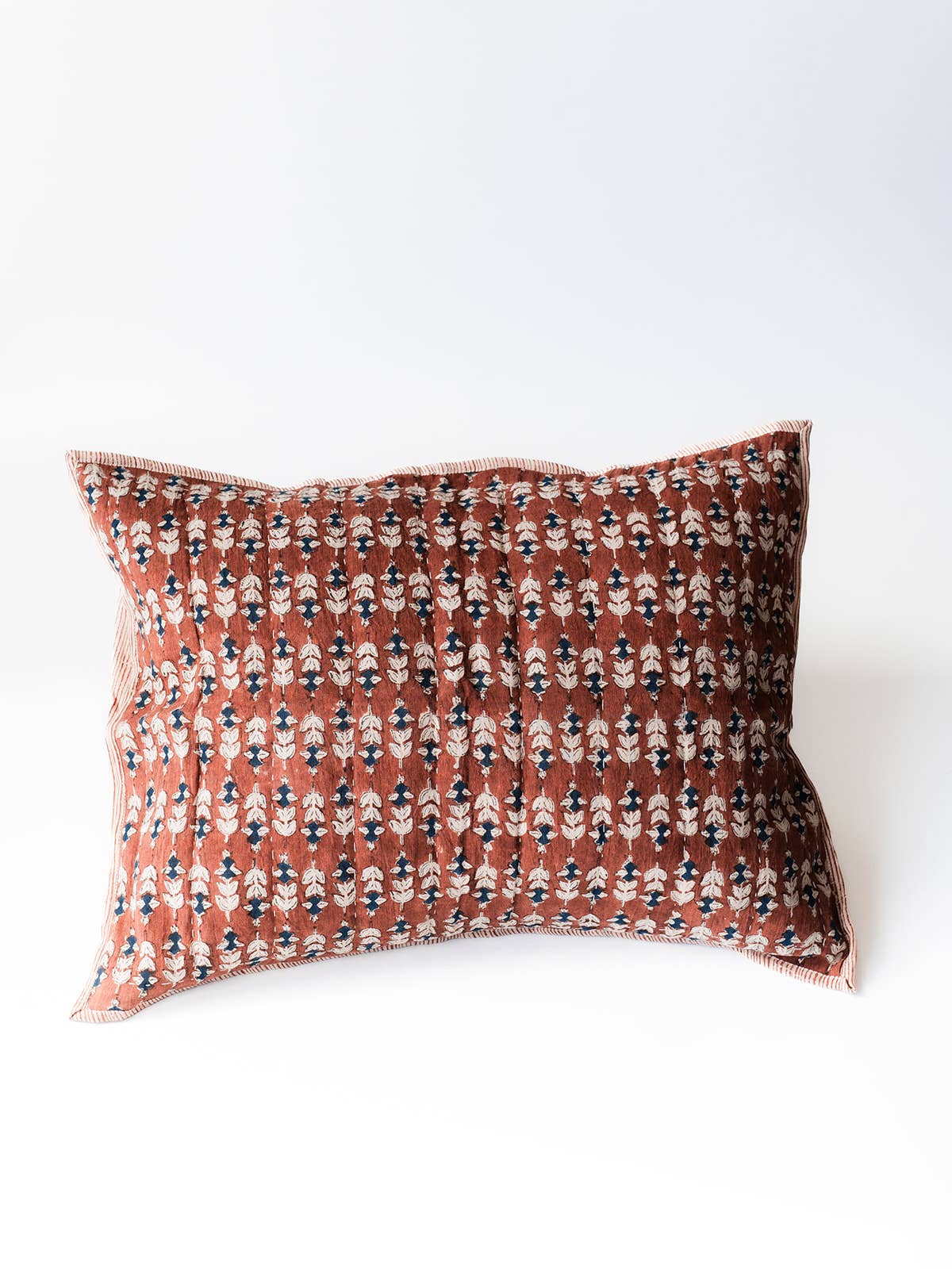Blossom Block Print Sham: ORANGE / KING