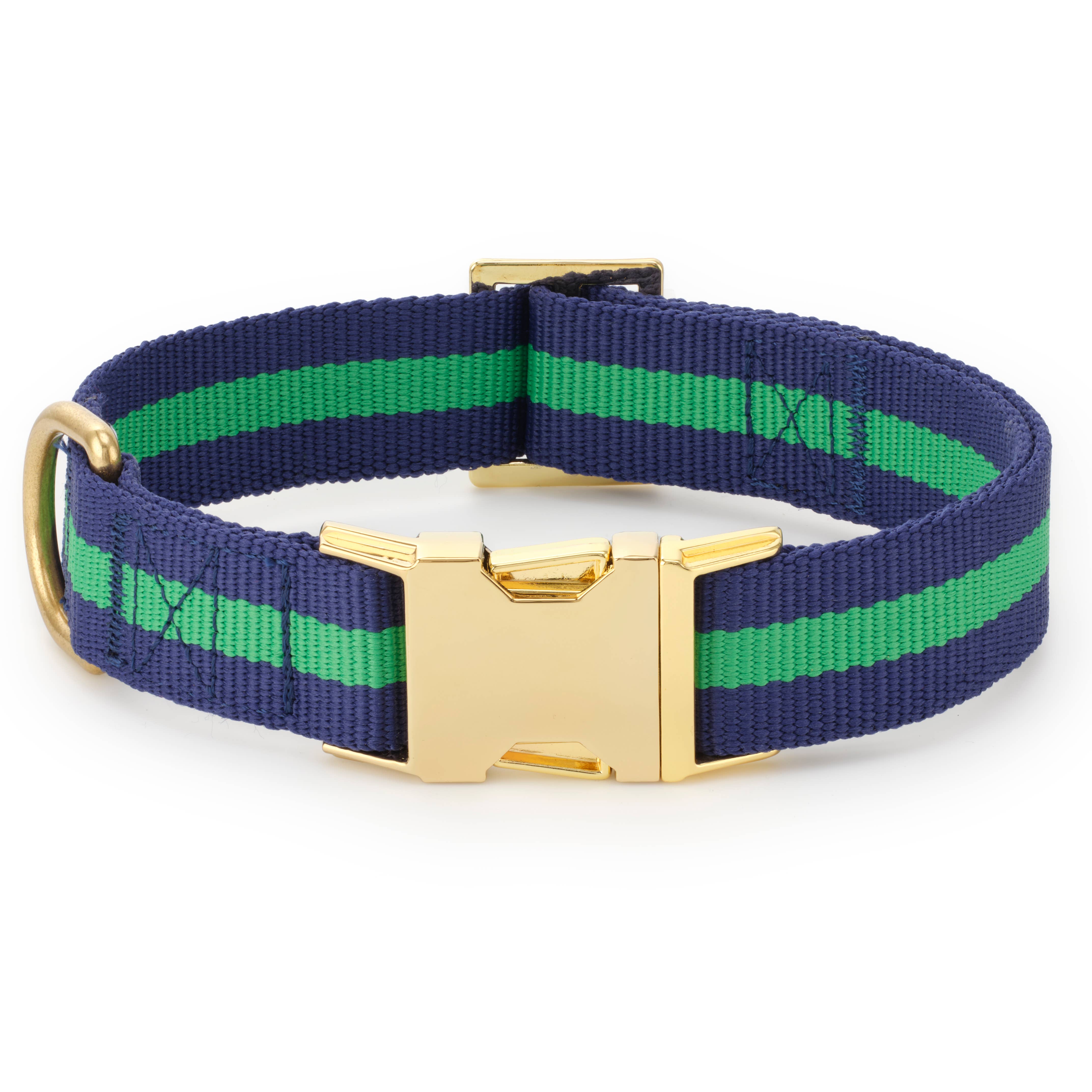 Camden Striped Webbing Dog Collar: S - 11-16”