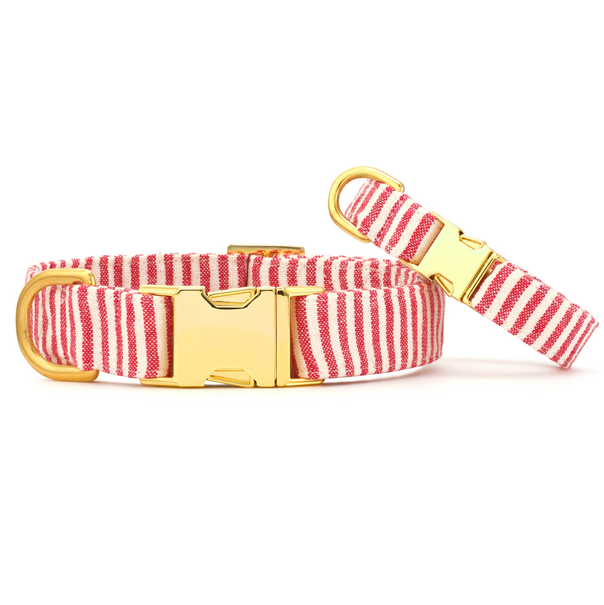 Red Stripe Dog Collar: XS / Gold