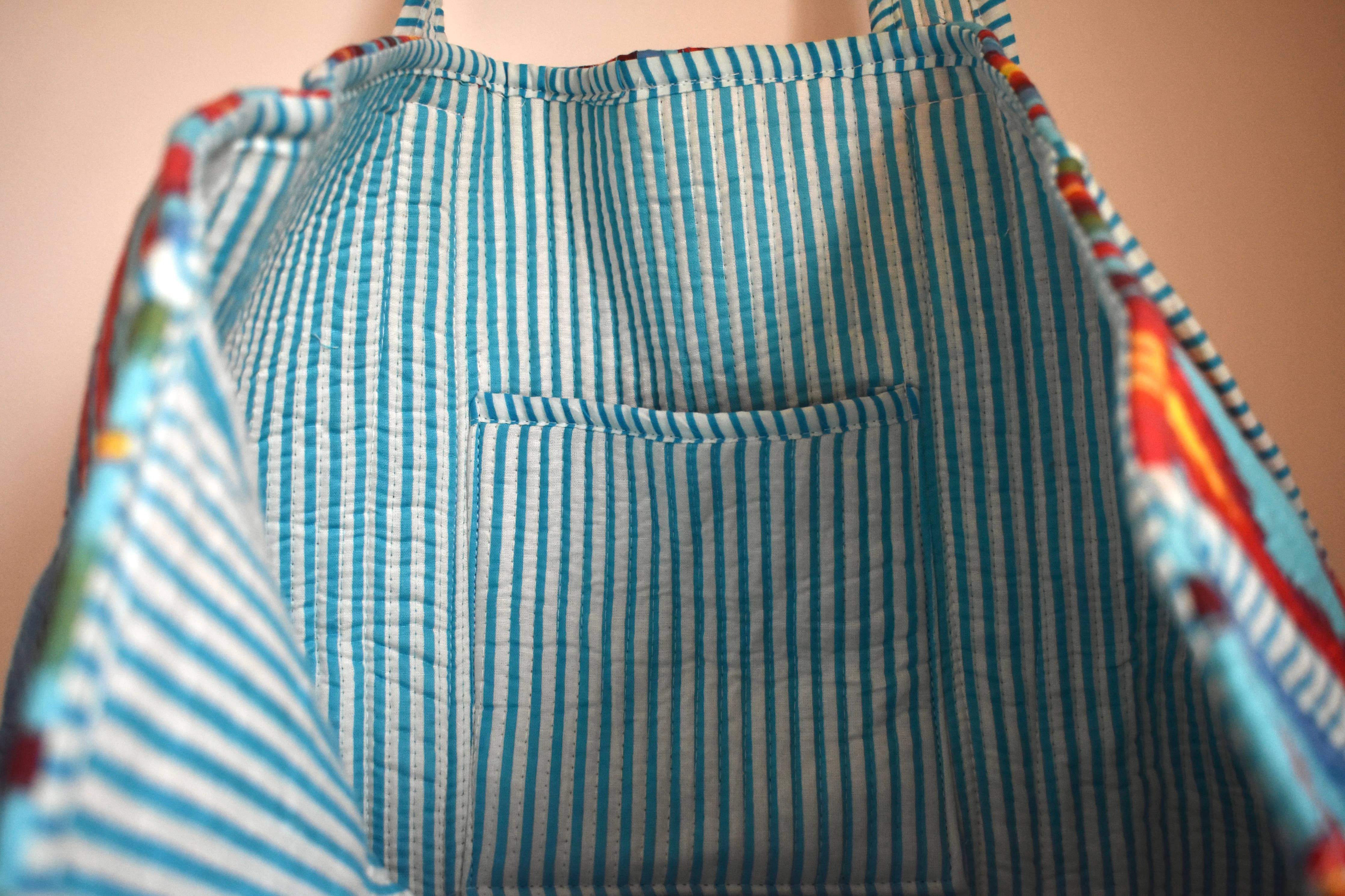 Block Print Tote Bag: Green Floral