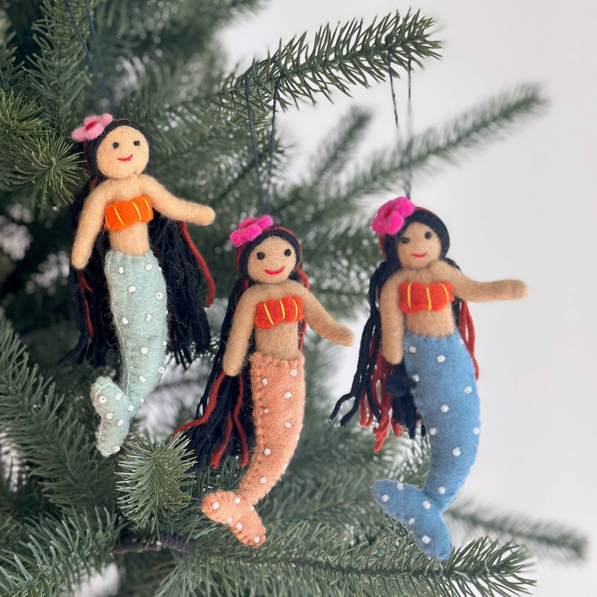 Felt Ornament - Silk Sea Mermaid: Mint Tail