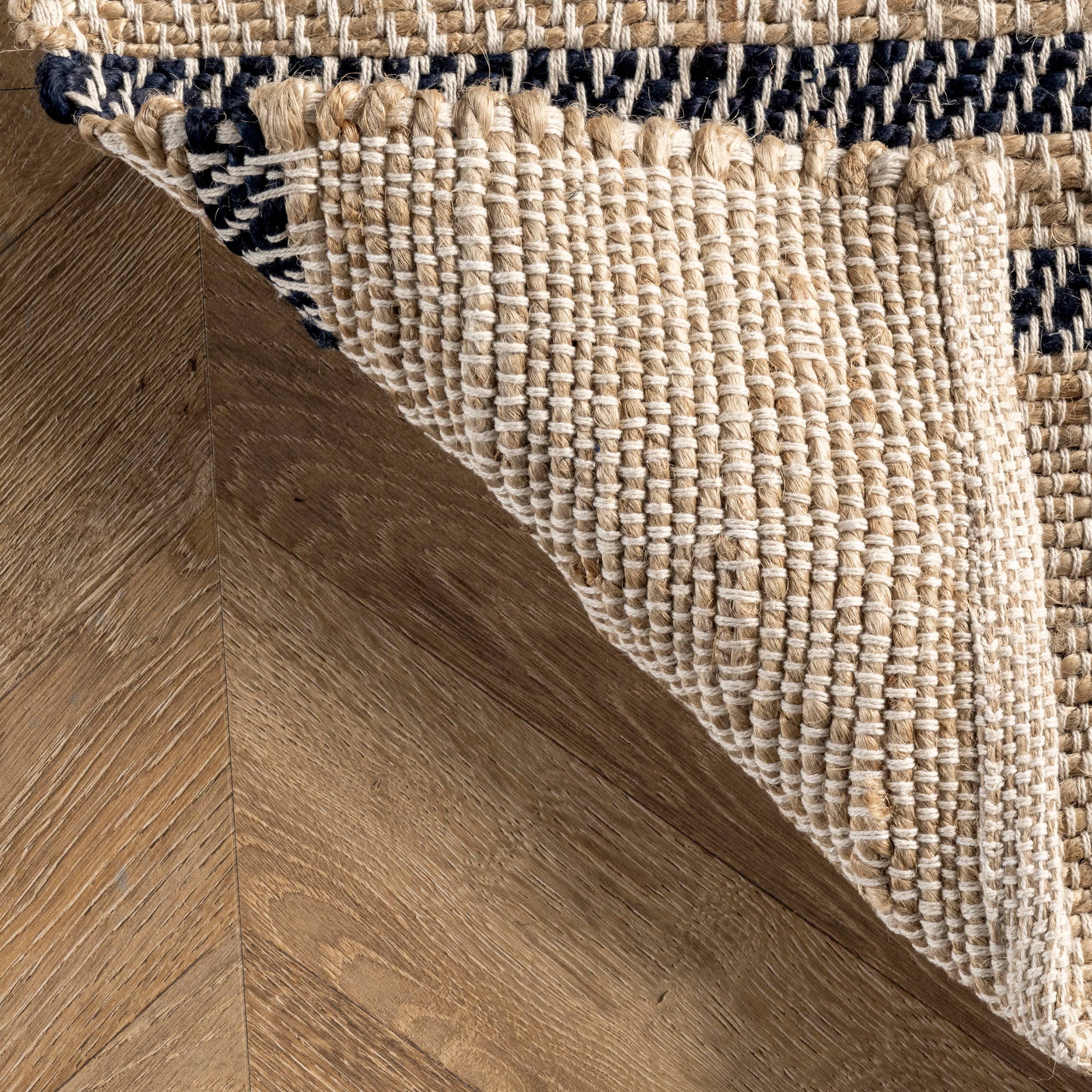 Striped Casual Jute Flatweave Area Rug: Natural / Rectangle / 6' x 9'