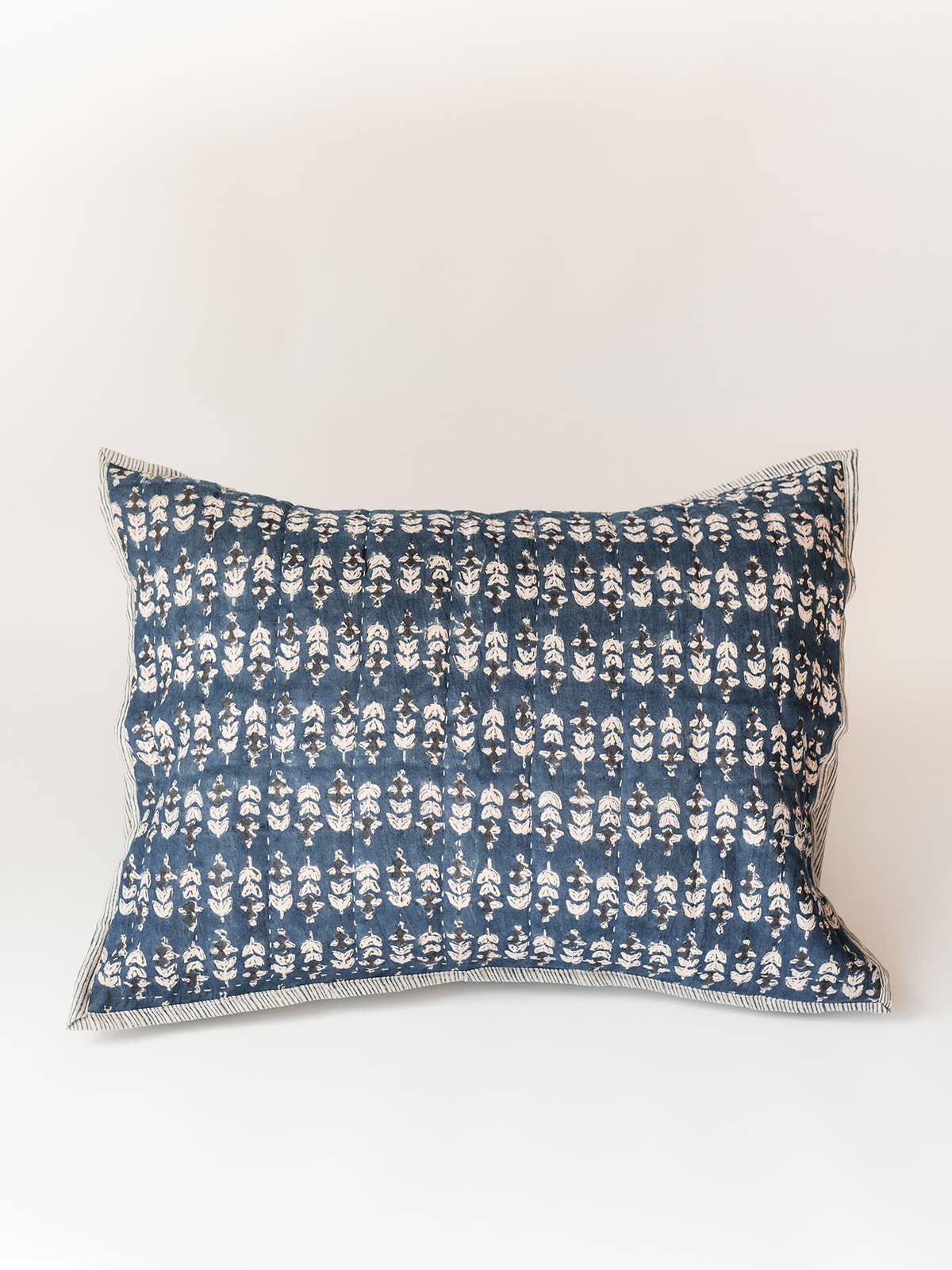 Blossom Block Print Sham: DARK BLUE / KING